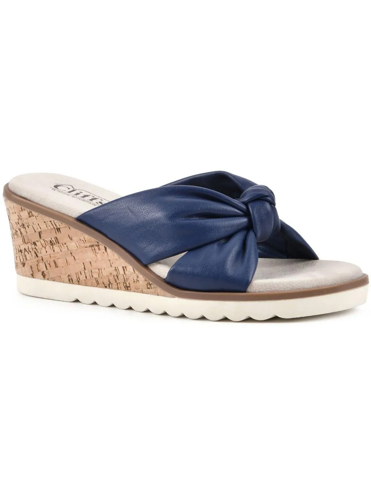 Adrielle Womens Faux Leather Open Toe Slide Sandals