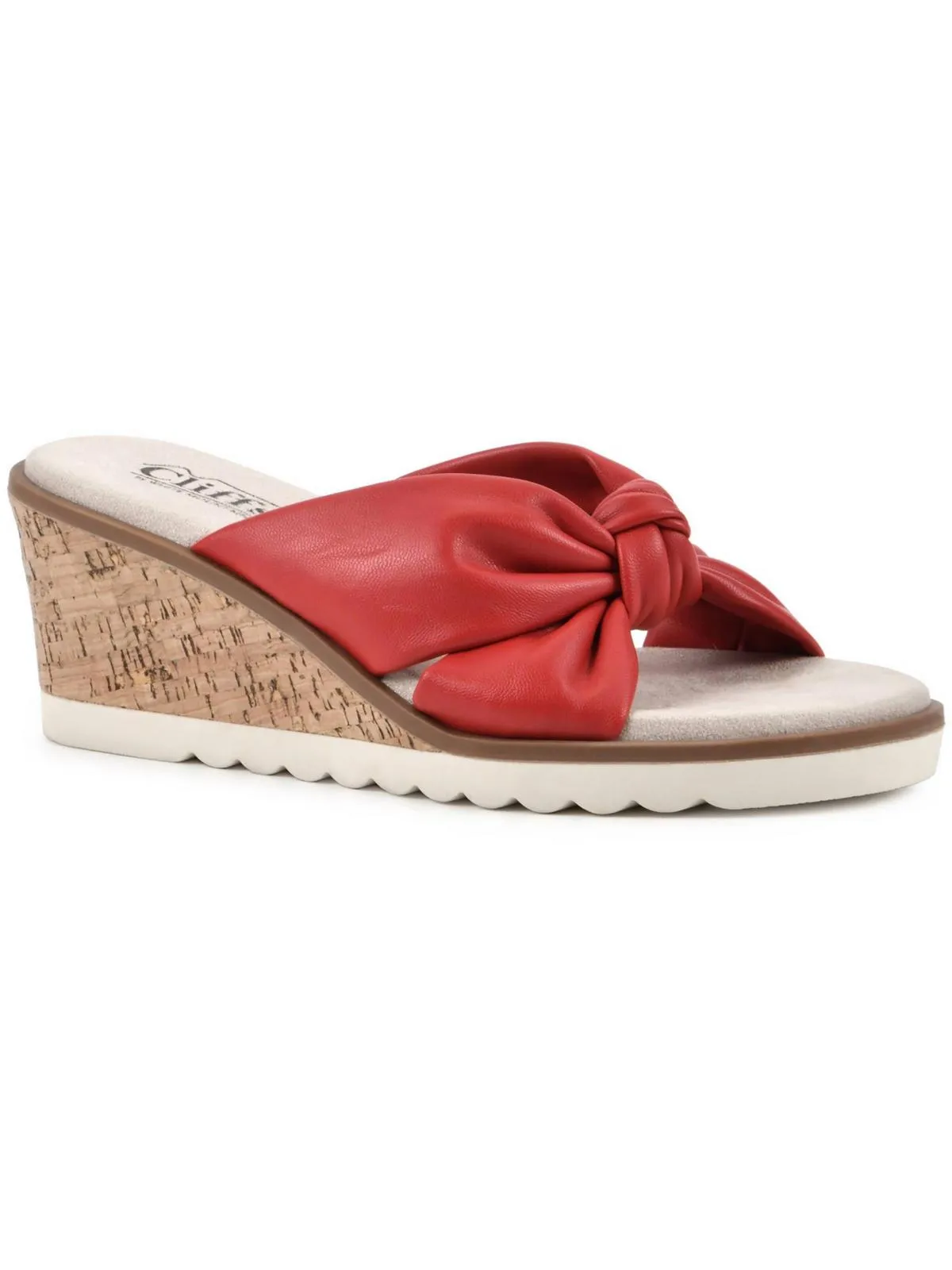Adrielle Womens Faux Leather Open Toe Slide Sandals