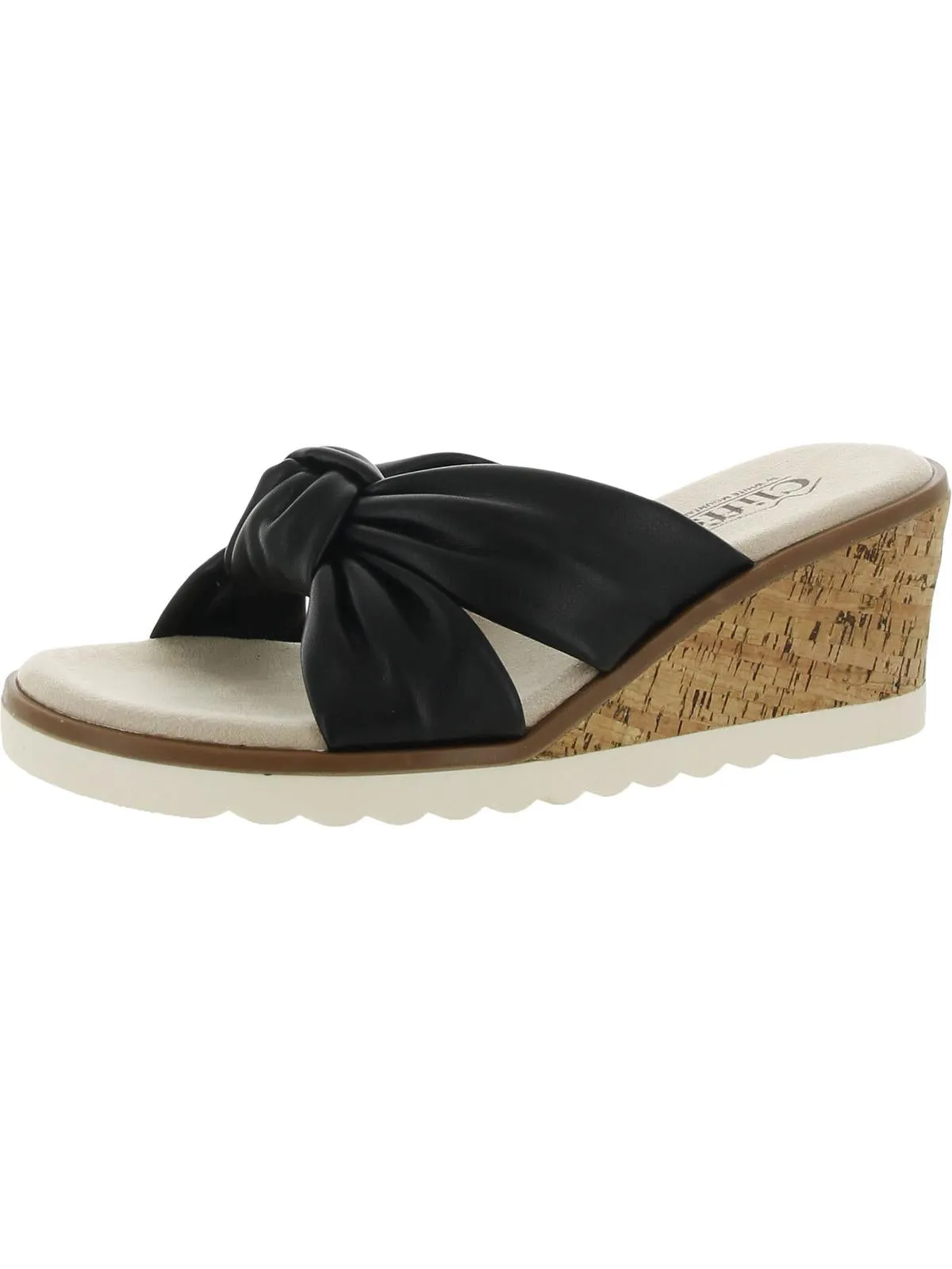 Adrielle Womens Faux Leather Open Toe Slide Sandals