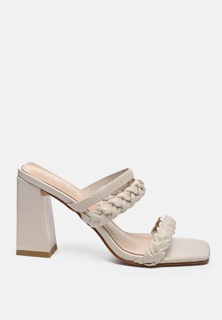 arnie braided block heel slider sandals