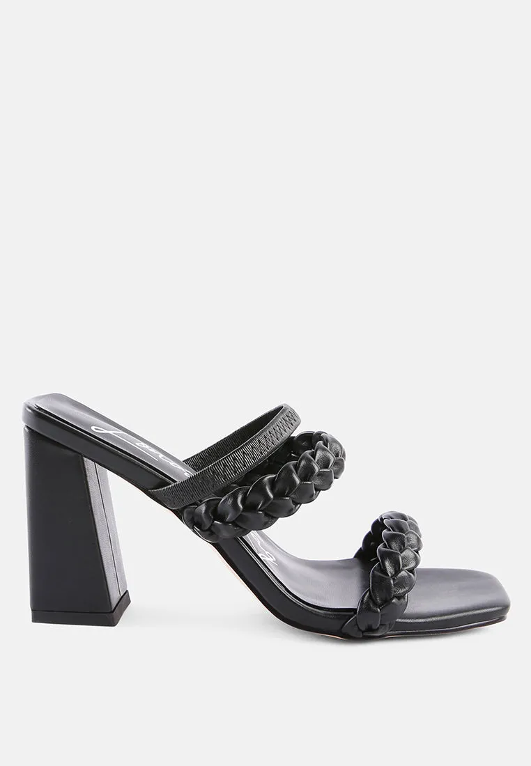 arnie braided block heel slider sandals