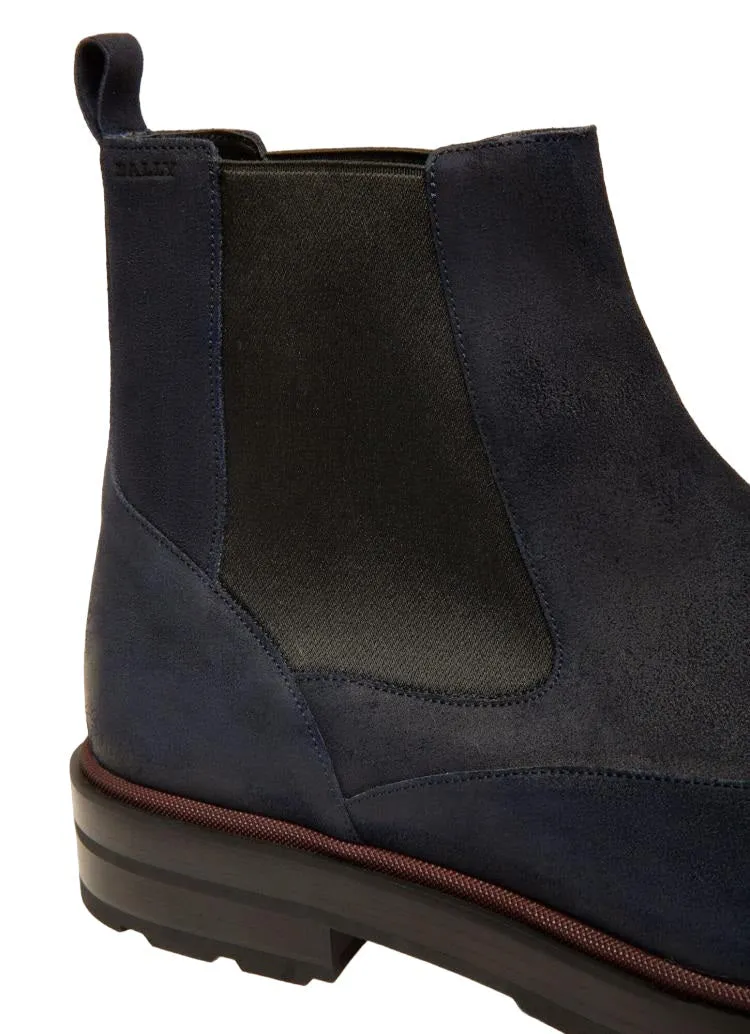 Bally Corad 6239753 Men's Midnight Bovine Suede Leather Chelsea Boots
