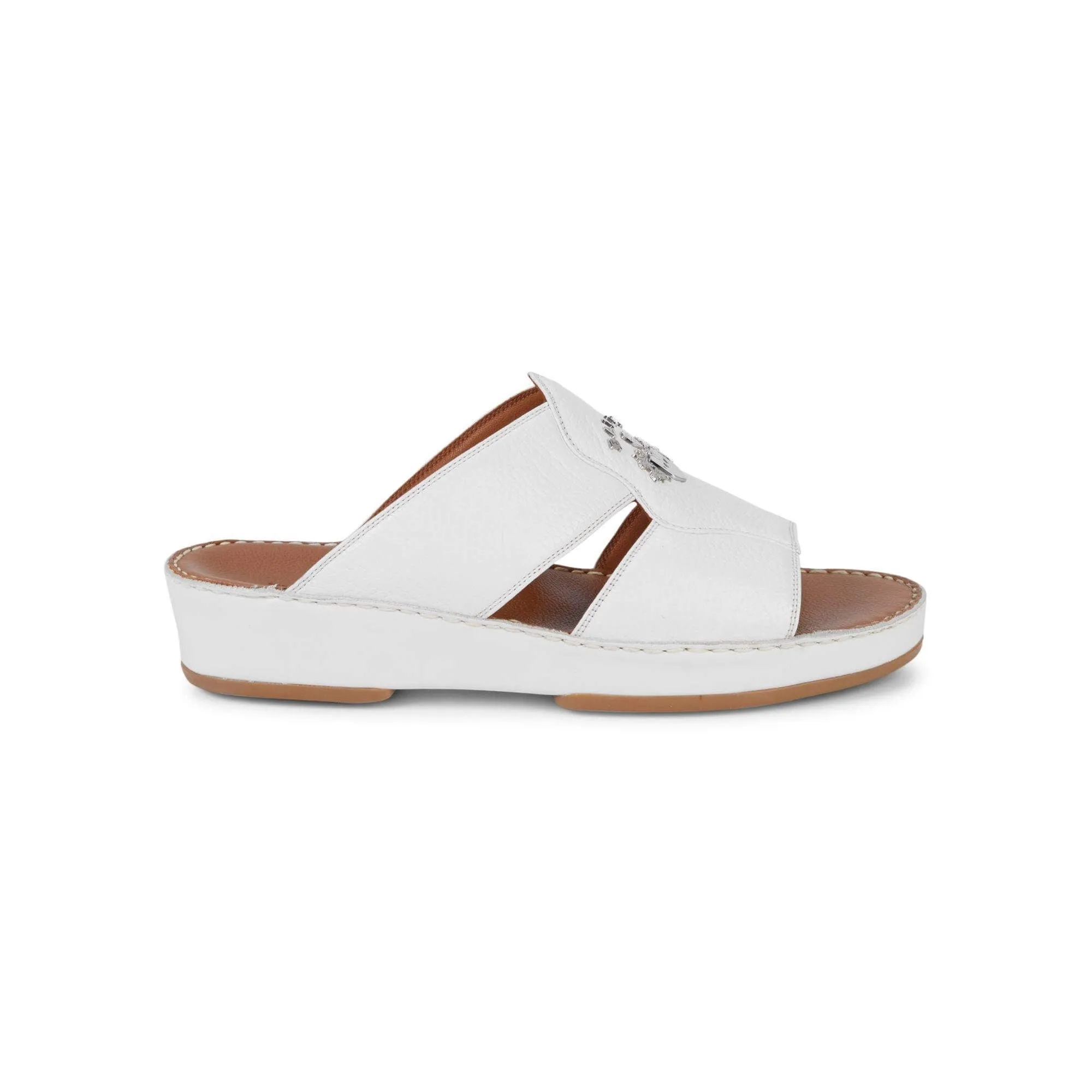 Bally Hakman Men's 6211914 White Grained Leather Sandals