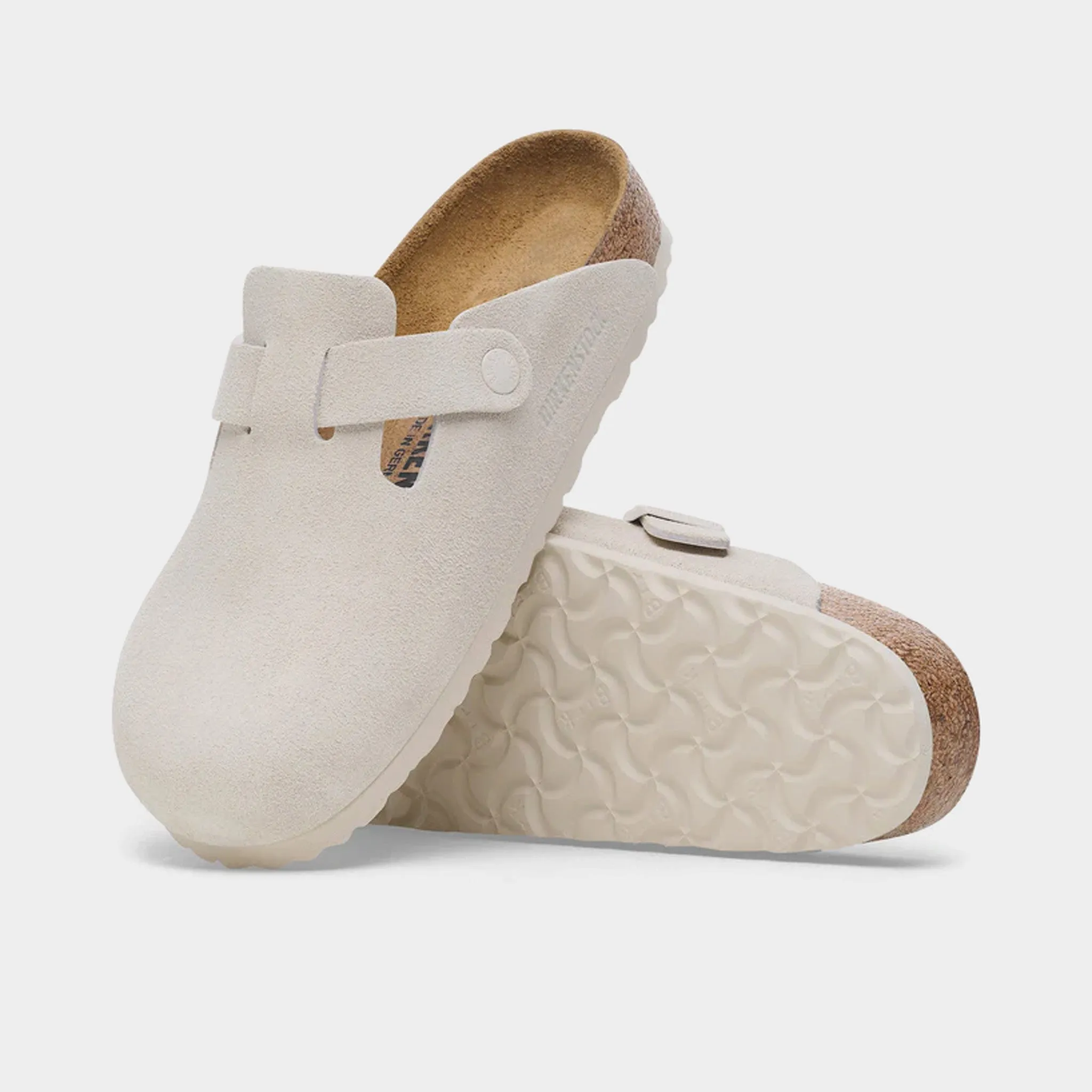 Birkenstock Women's Boston Suede / Antique White Birkenstock Shoes
