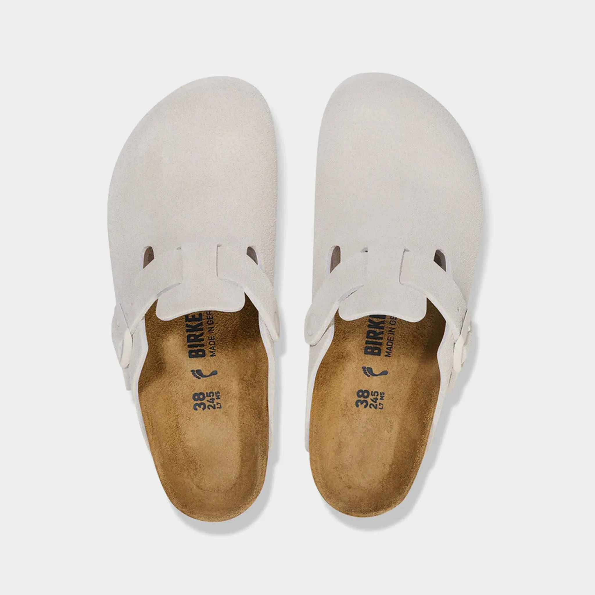 Birkenstock Women's Boston Suede / Antique White Birkenstock Shoes