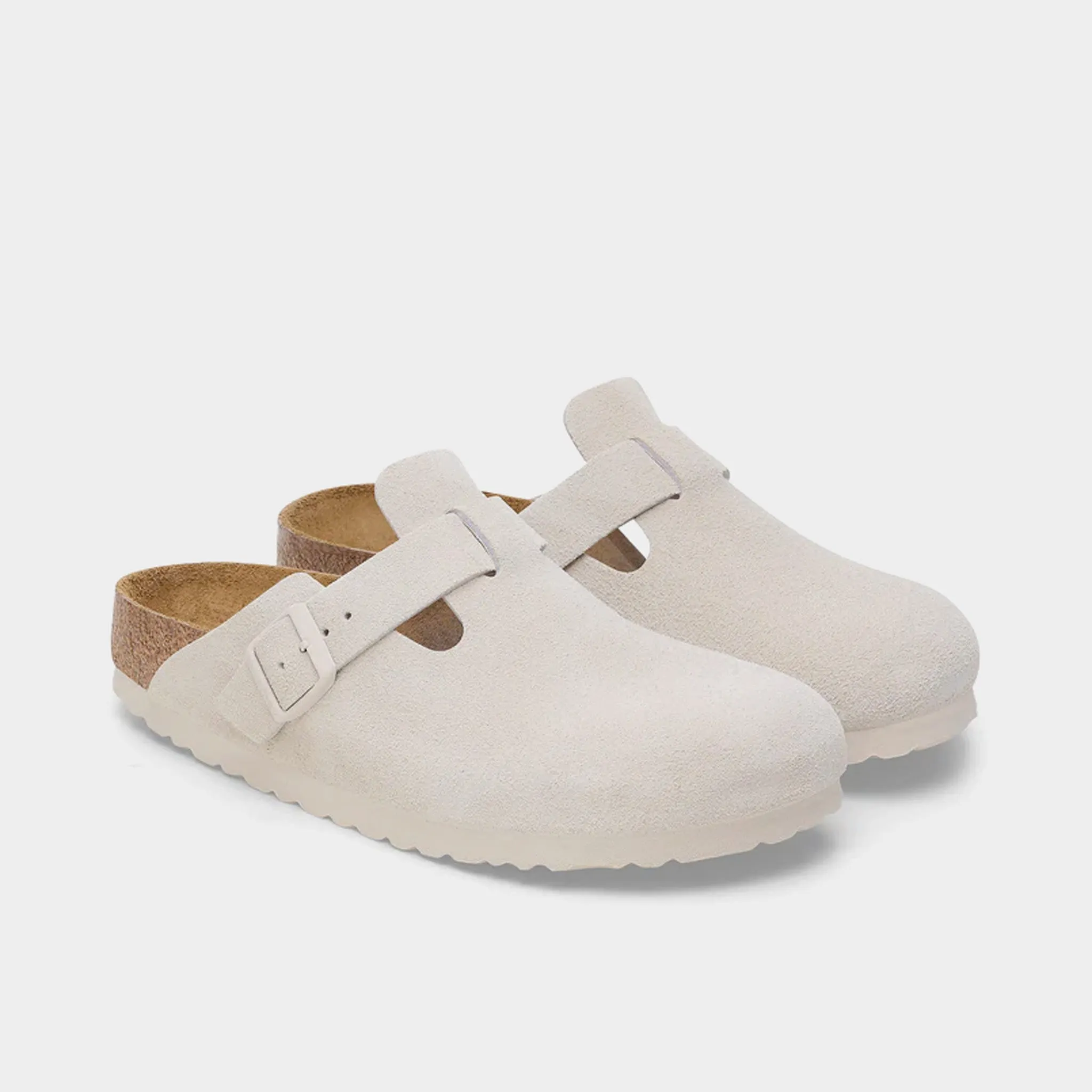 Birkenstock Women's Boston Suede / Antique White Birkenstock Shoes