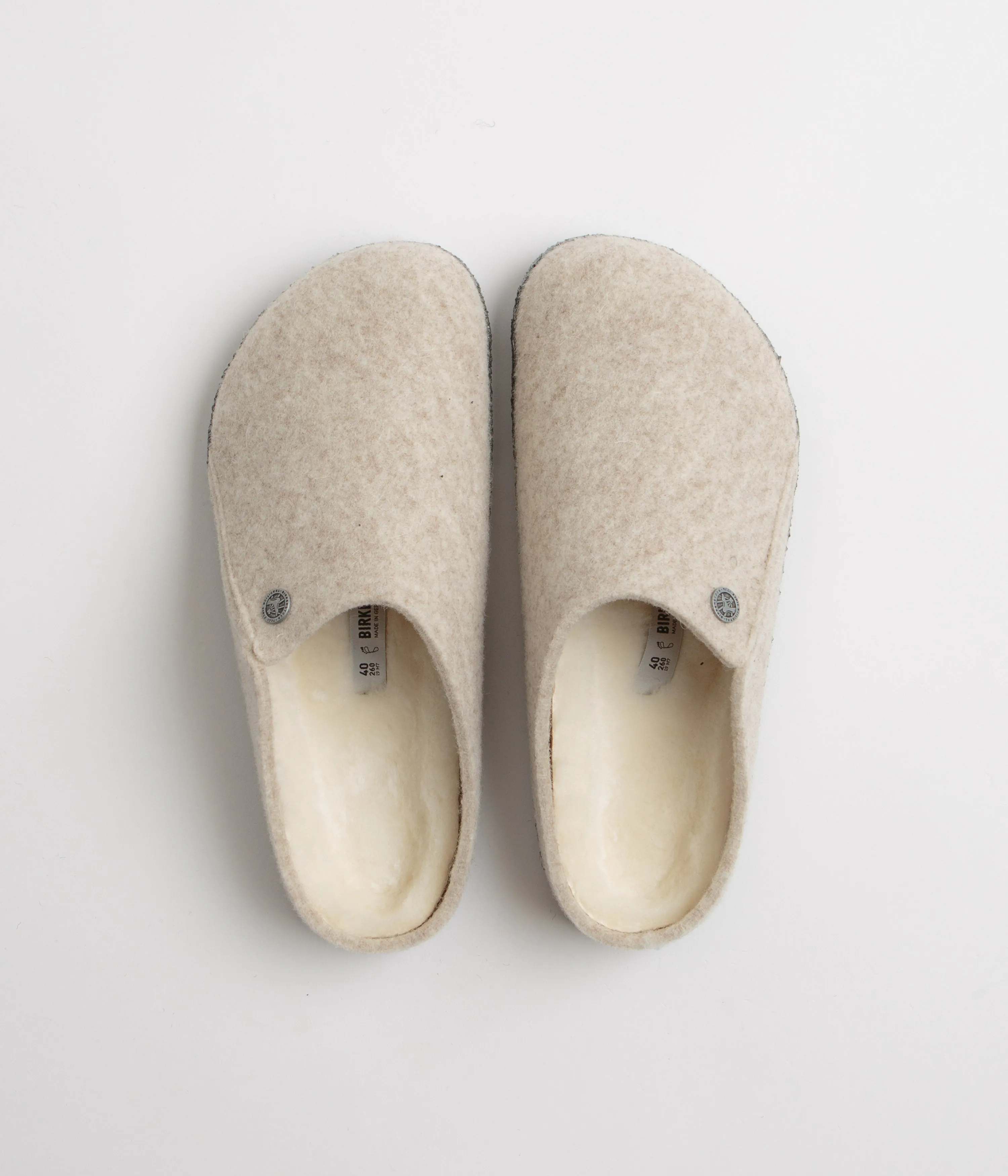 Birkenstock Zermatt Shearling Felt Slippers - Eggnog Birkenstock Shoes