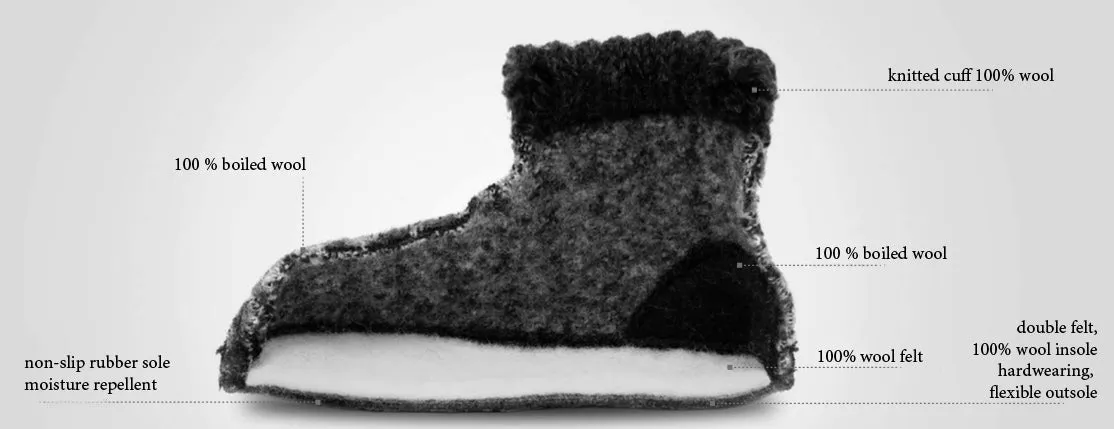 Boiled Wool Slipper Boots - Karl - Antique Rose AW24 (Kids 21-34)