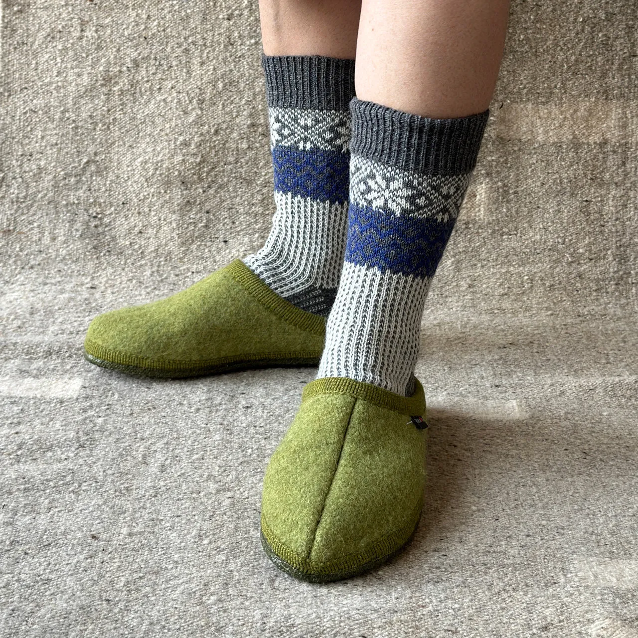Boiled Wool Slippers - Alaska - Denim AW24 (Adults 36-48)
