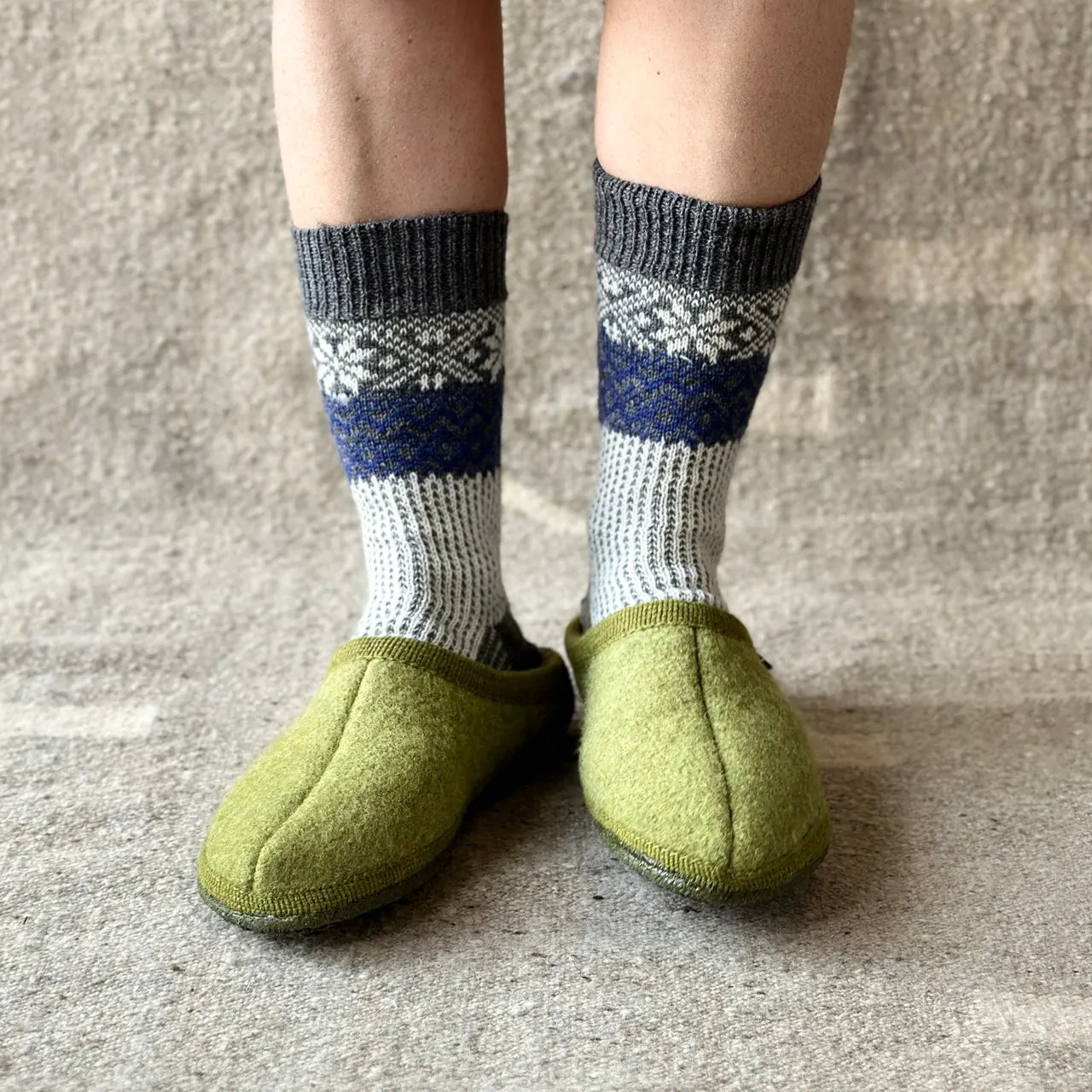 Boiled Wool Slippers - Alaska - Denim AW24 (Adults 36-48)