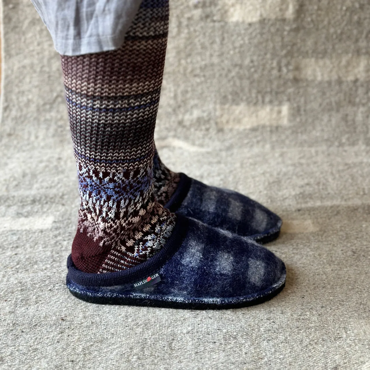 Boiled Wool Slippers - Flair Plaid - Schwarz AW24 (Adults 36-46)