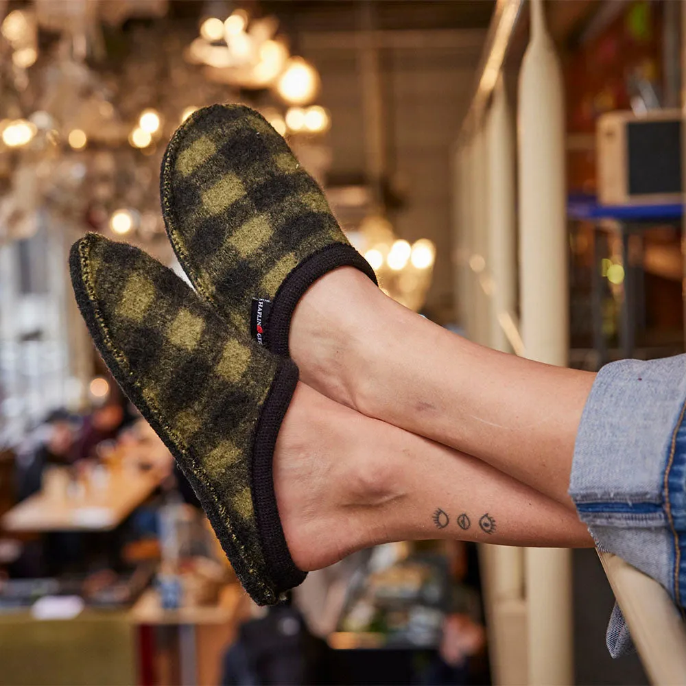 Boiled Wool Slippers - Flair Plaid - Schwarz AW24 (Adults 36-46)