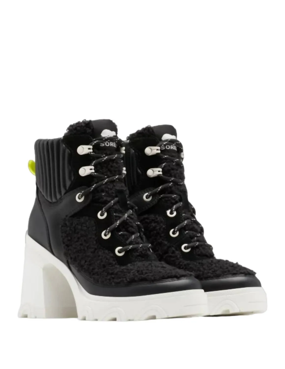 Brex Heel Cozy Boots In Black, Sea Salt