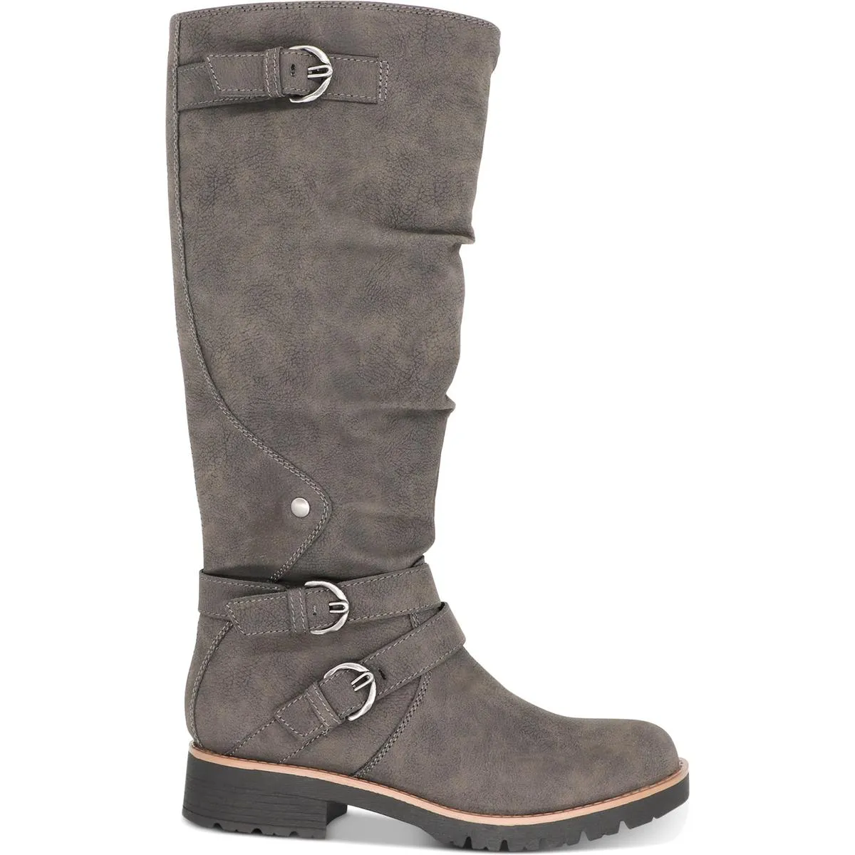 Brinley Womens Faux Leather Knee-High Motorcycle Boots