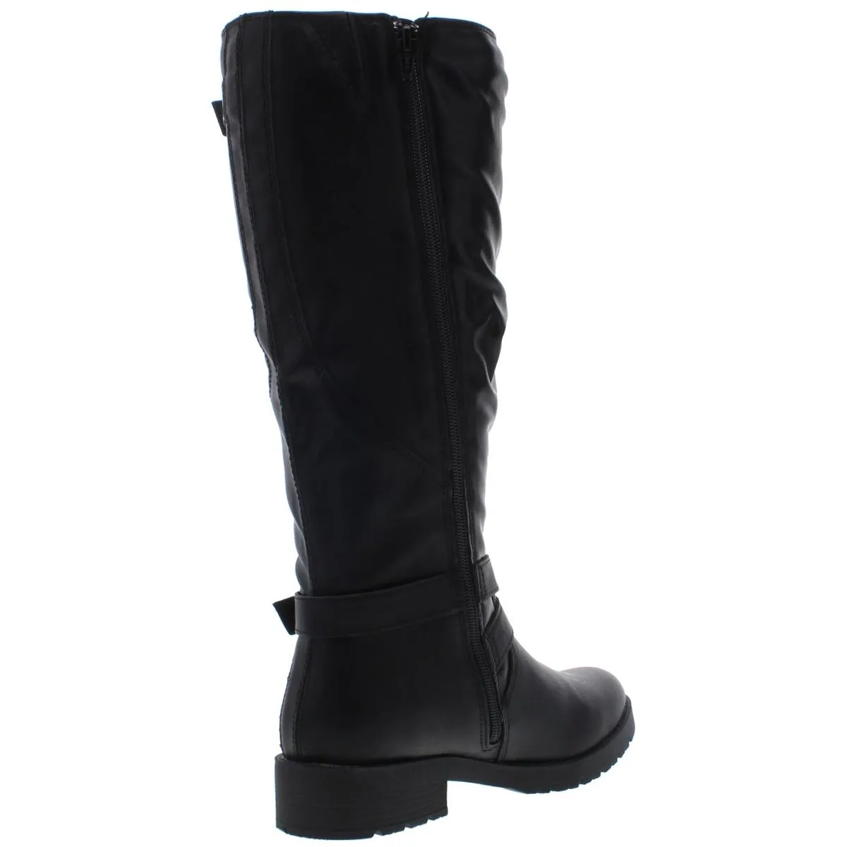 Brinley Womens Faux Leather Knee-High Motorcycle Boots
