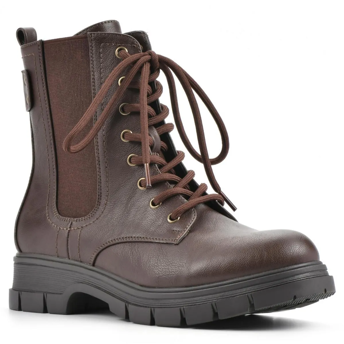 Chevy  Womens Leather Pull On Combat & Lace-up Boots