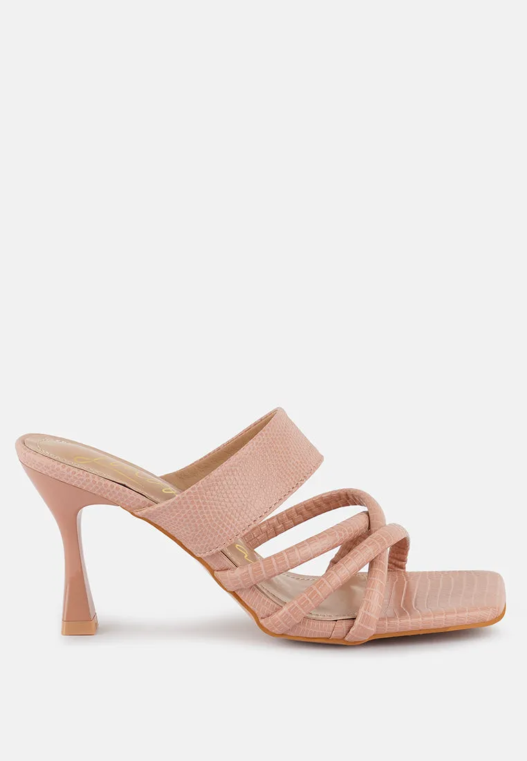 chiri criss cross strap spool heel sandals