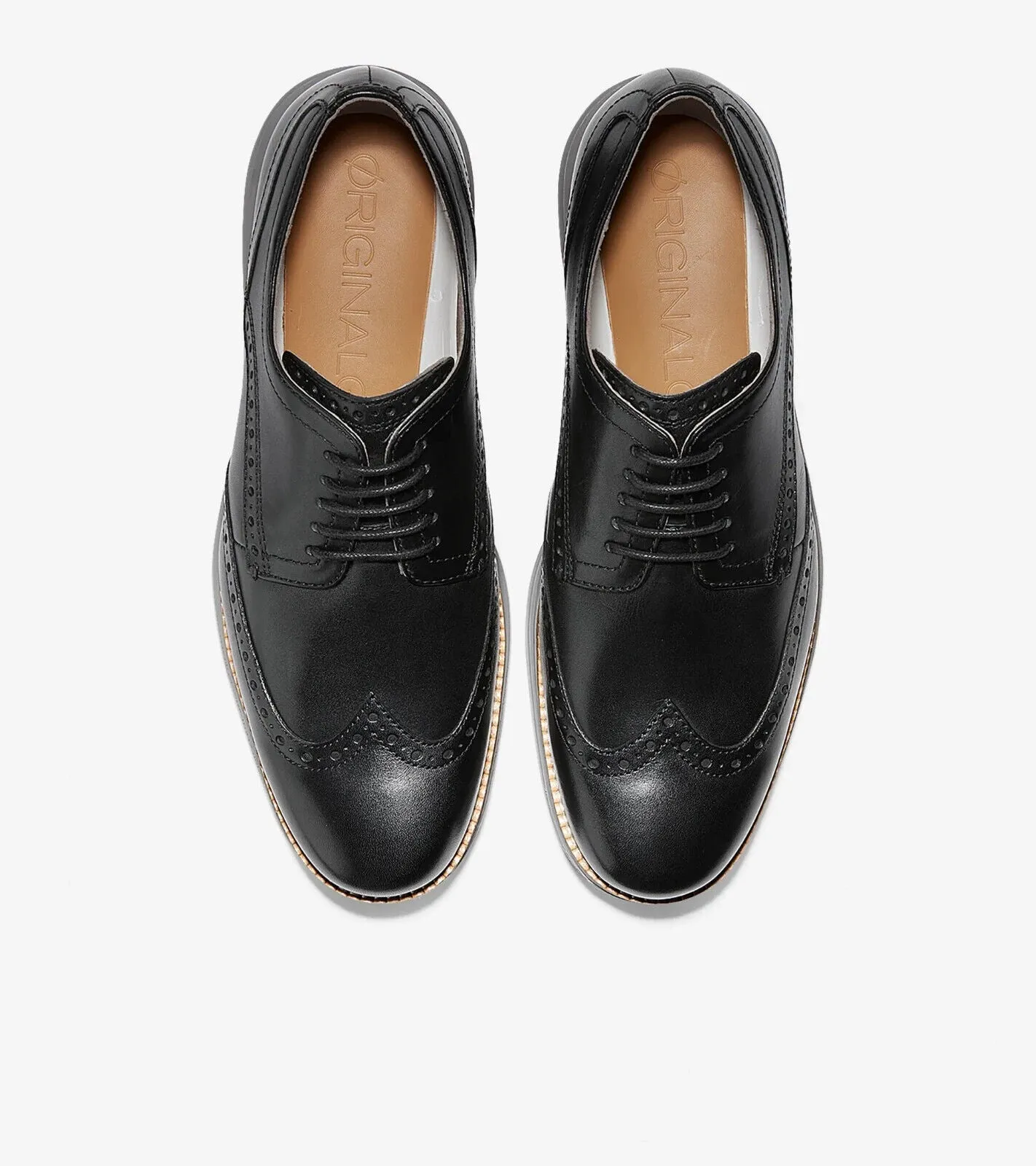 Cole Haan ØriginalGrand Wingtip Oxford Men's 8 Black Leather Dress Shoes ZPO1701