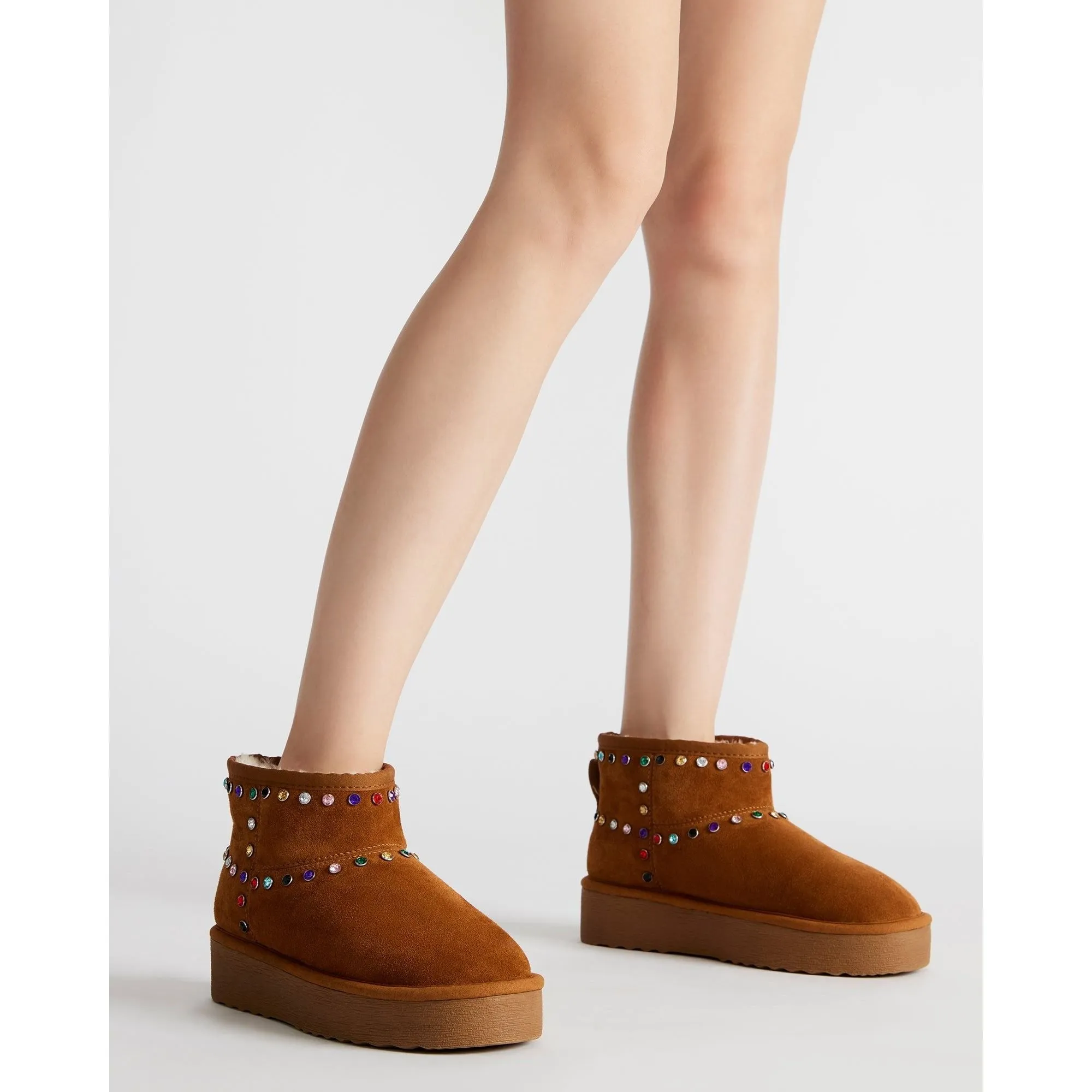 Comfy Chestnut Suede Rhinestones