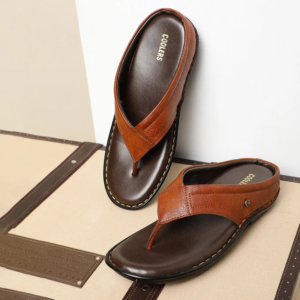 Coolers Tan Casual Slippers For Men AVN-08 By Liberty