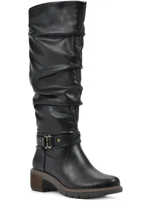 Crammers Womens Faux Leather Slouchy Knee-High Boots