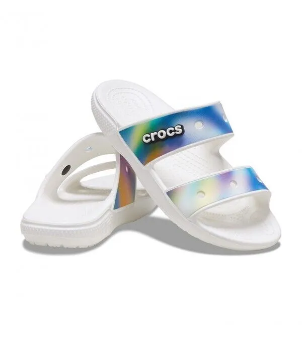Crocs Classic Solarized 207771-94S Mens White Multi Slide Sandals Size 13 CRO243