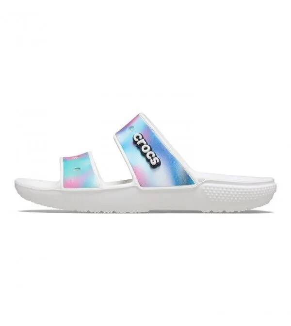 Crocs Classic Solarized 207771-94S Mens White Multi Slide Sandals Size 13 CRO243