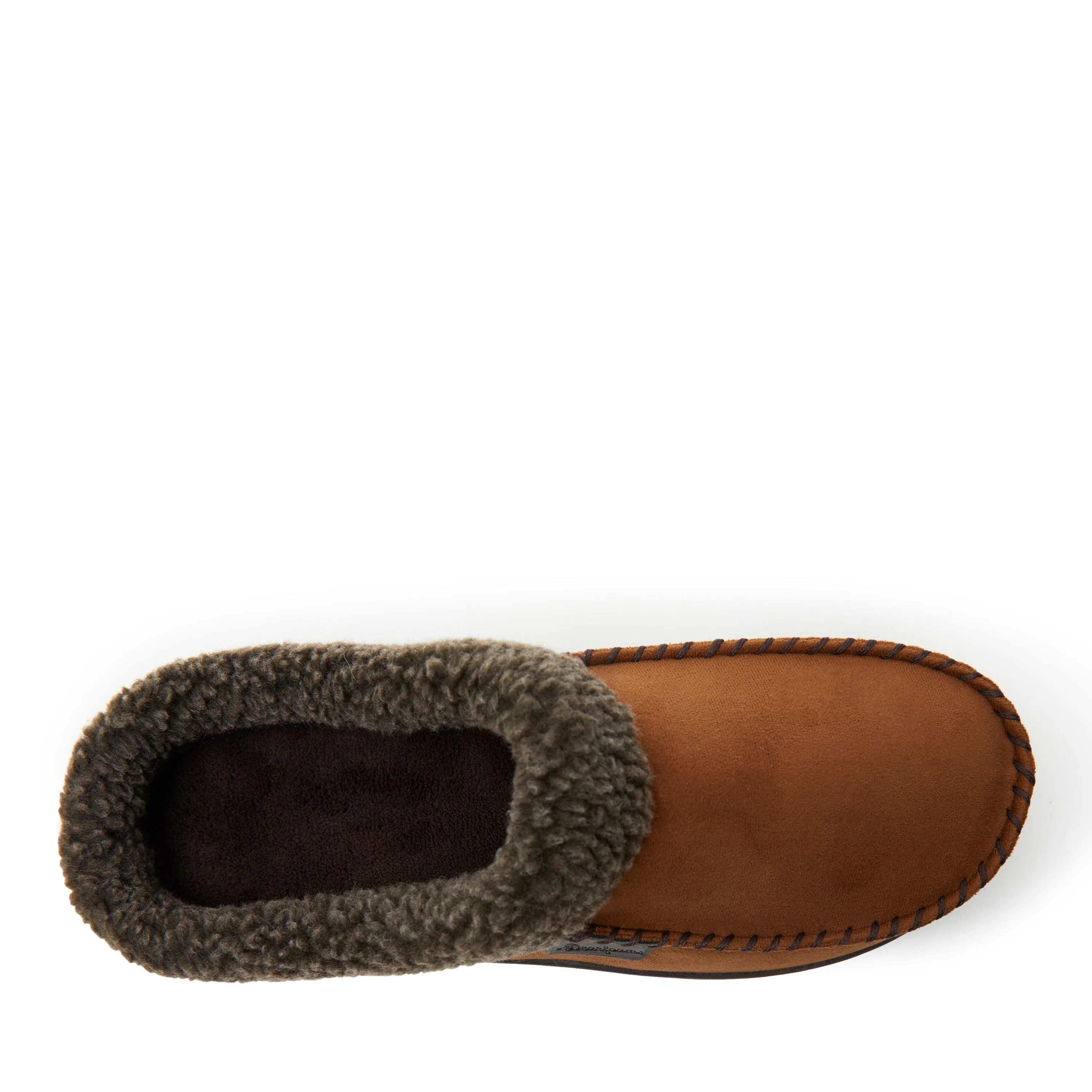 Dearfoams Mens Brendan Microsuede Moc Toe Clog with Whipstitch