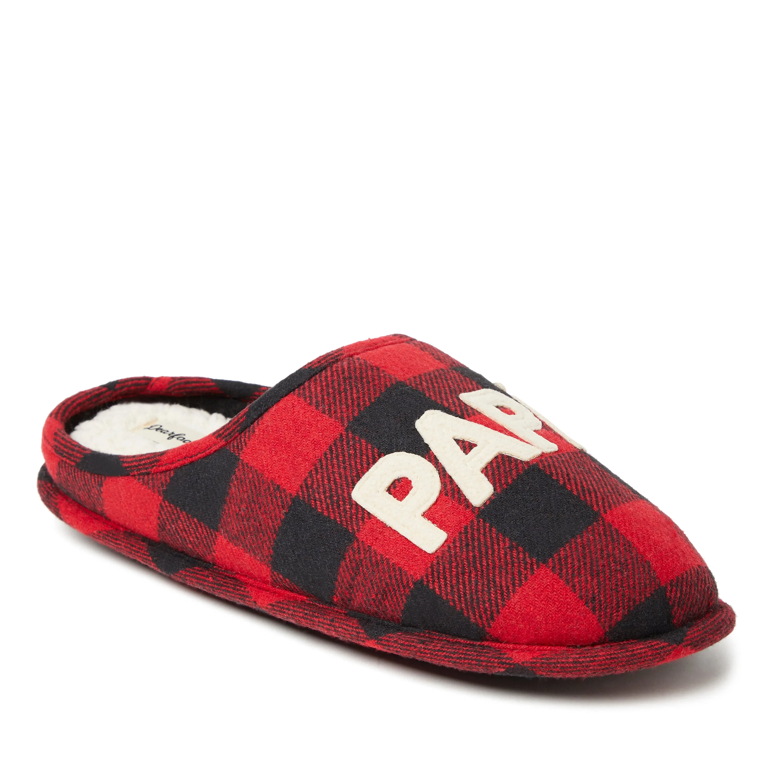 Dearfoams Men's Buffalo Check Family Bear Clog