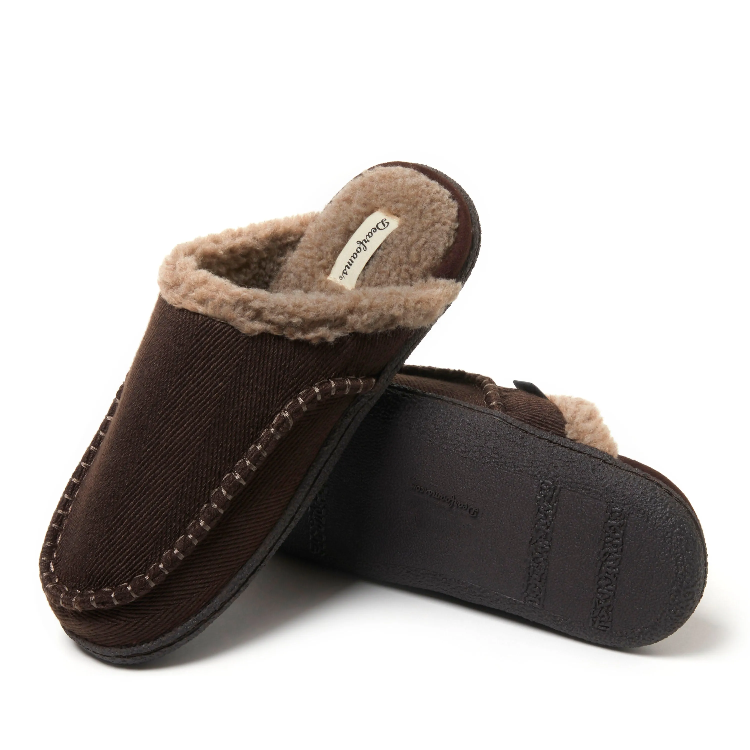 Dearfoams Men's Matthew Moccasin Toe Scuff Slipper