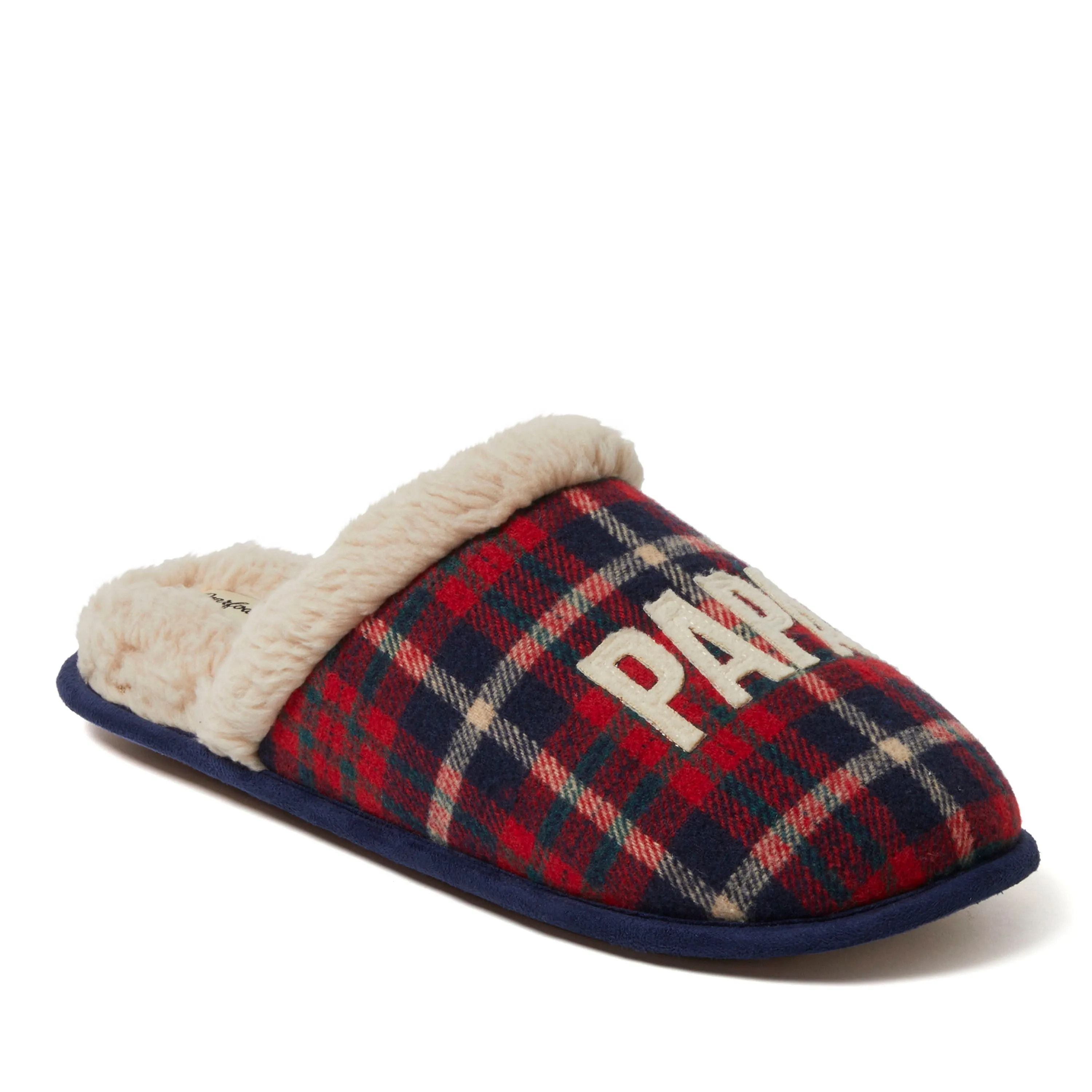 Dearfoams Men's Papa Bear Plaid Scuff Slipper