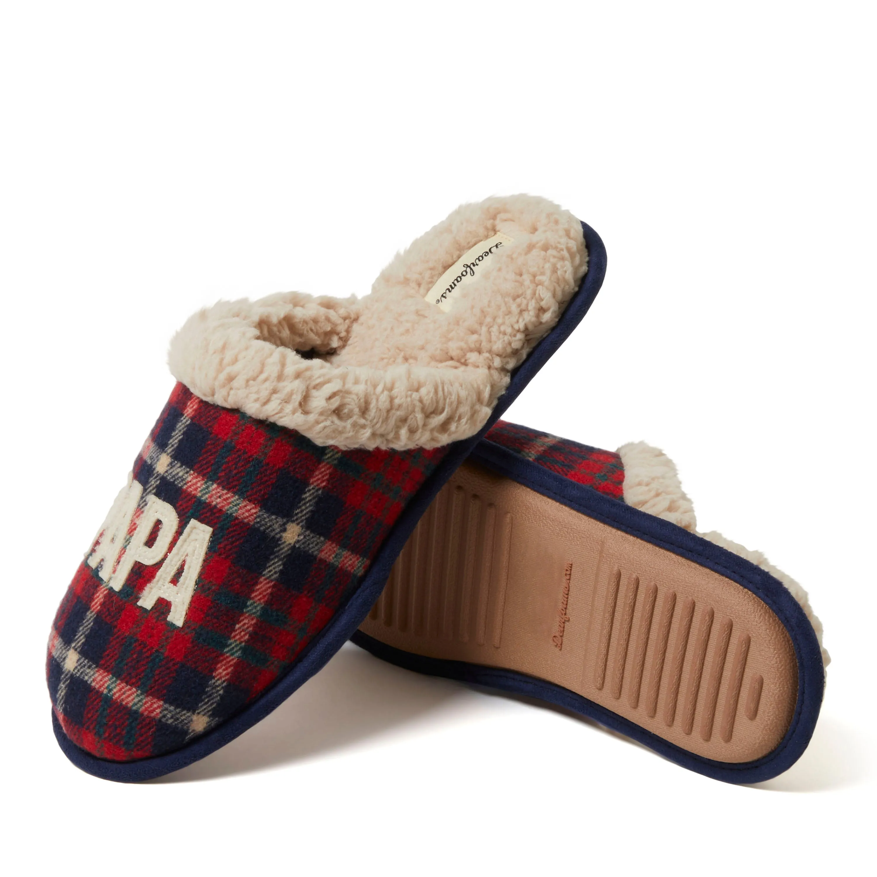 Dearfoams Men's Papa Bear Plaid Scuff Slipper