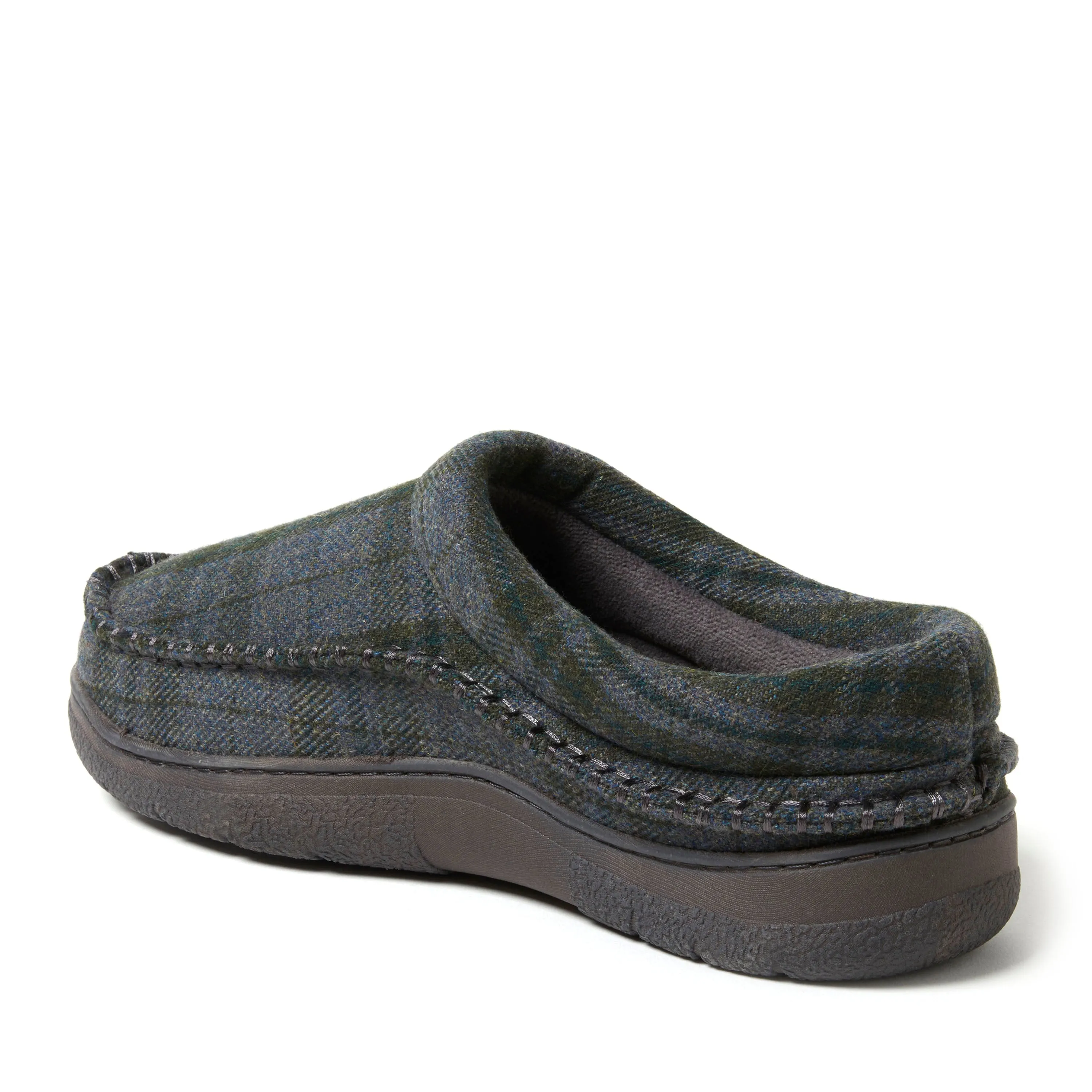 Dearfoams Men's Thompson Plaid Moccasin Toe Clog House Shoe Slipper