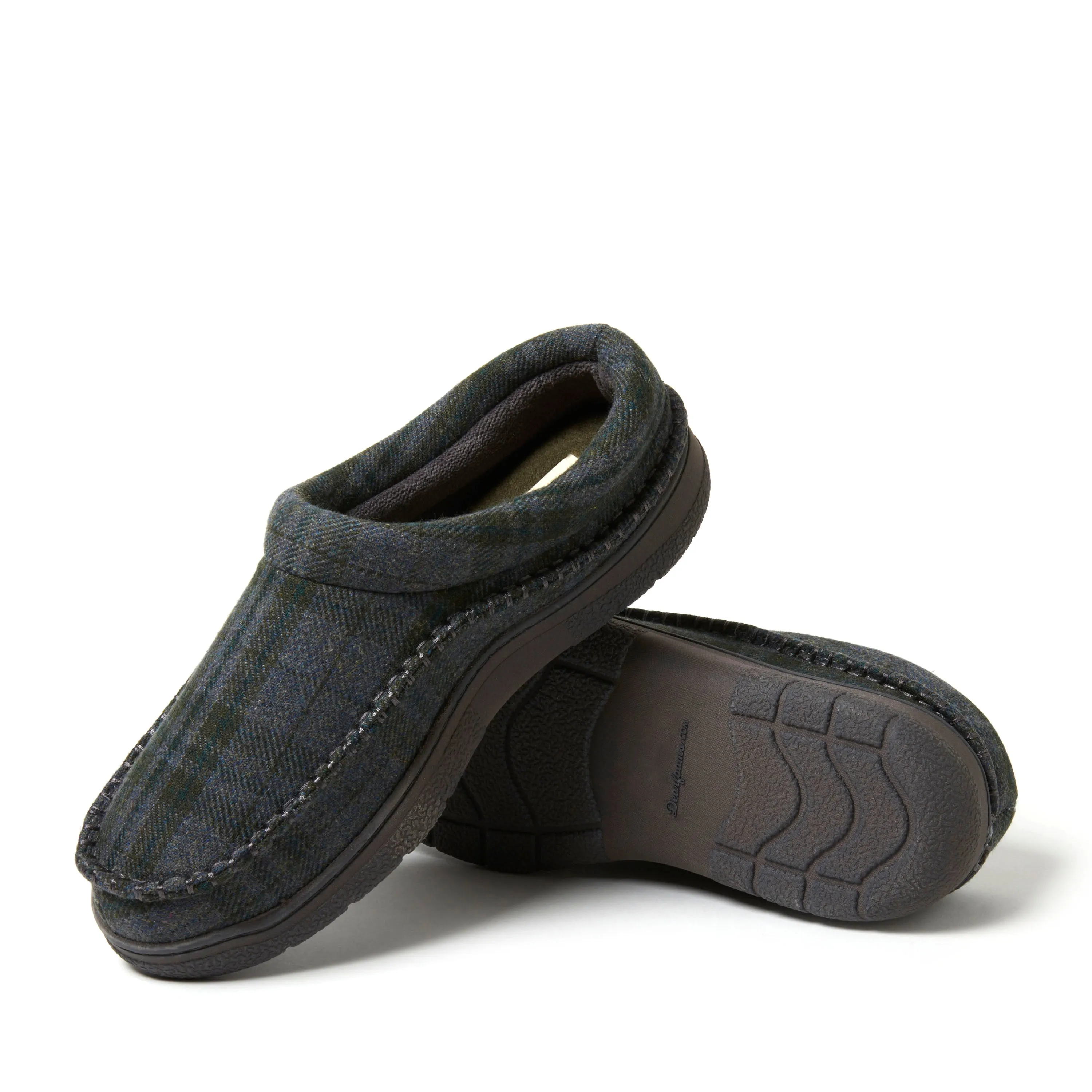 Dearfoams Men's Thompson Plaid Moccasin Toe Clog House Shoe Slipper