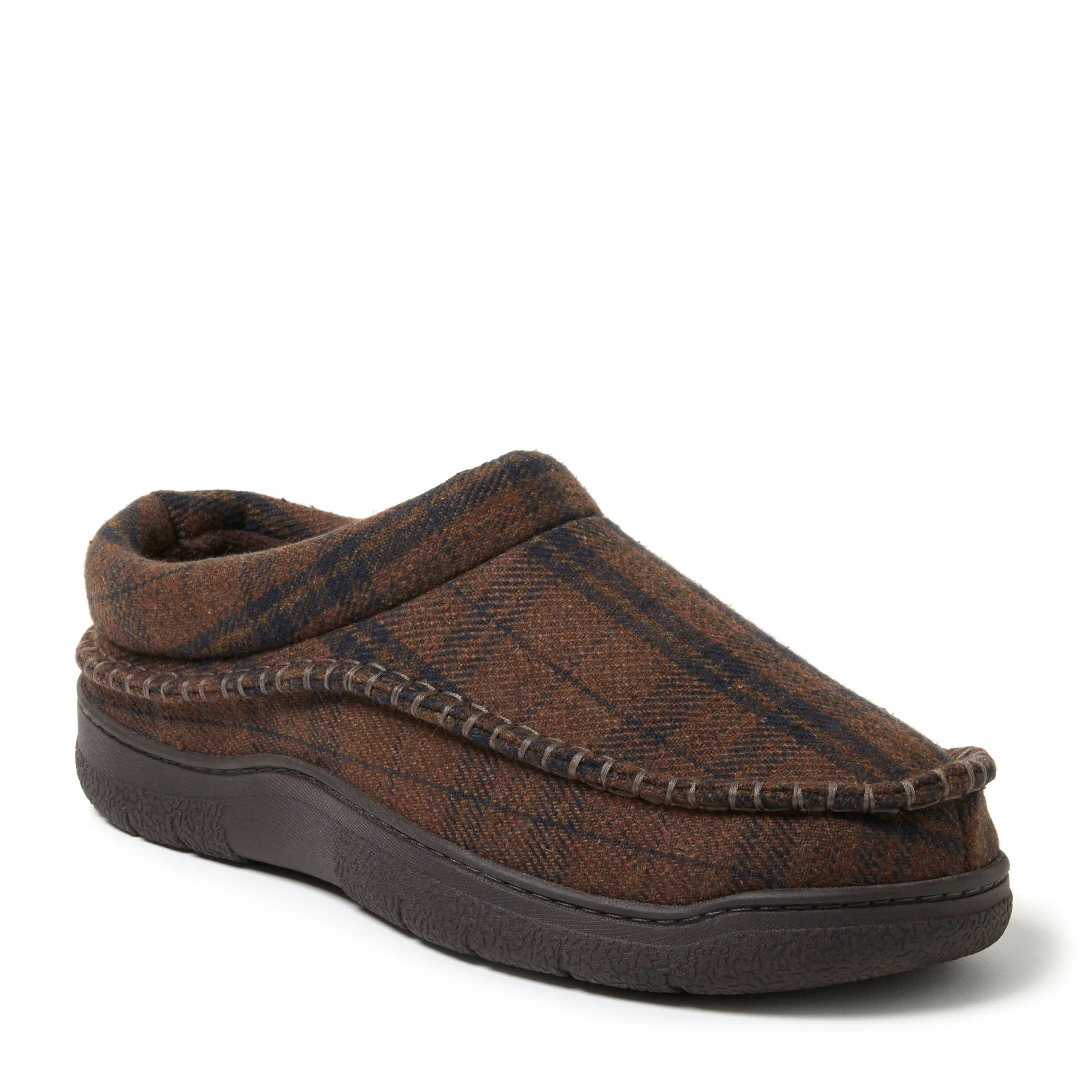 Dearfoams Men's Thompson Plaid Moccasin Toe Clog House Shoe Slipper