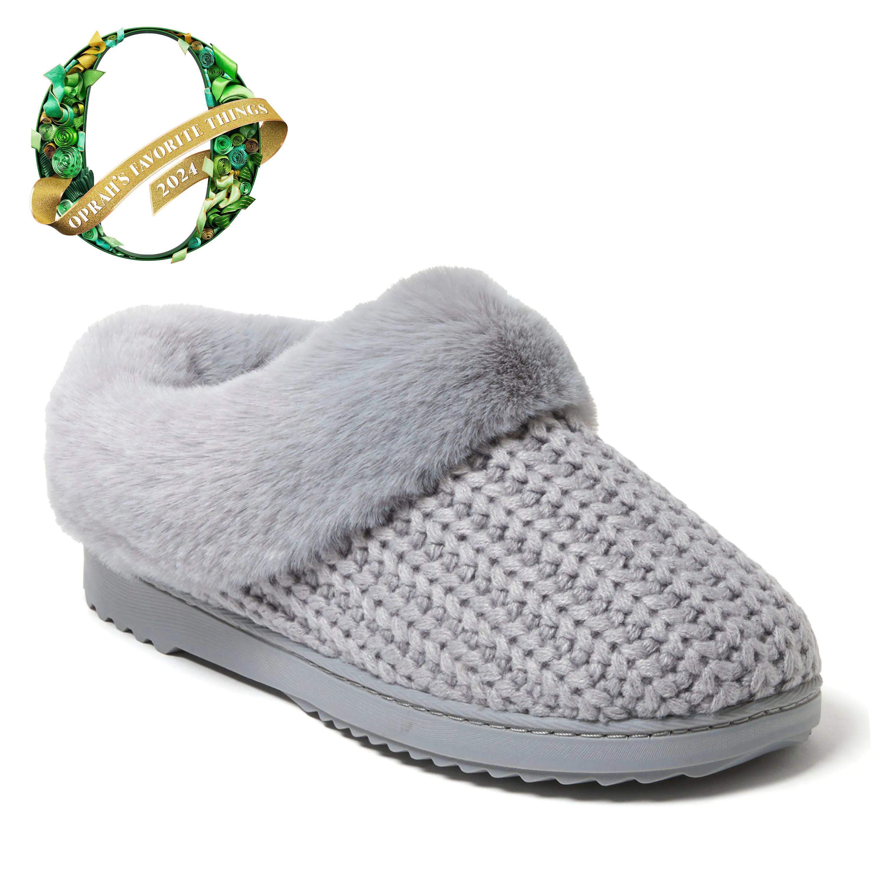 Dearfoams Women's Hannah Festive Knit Clog Slipper