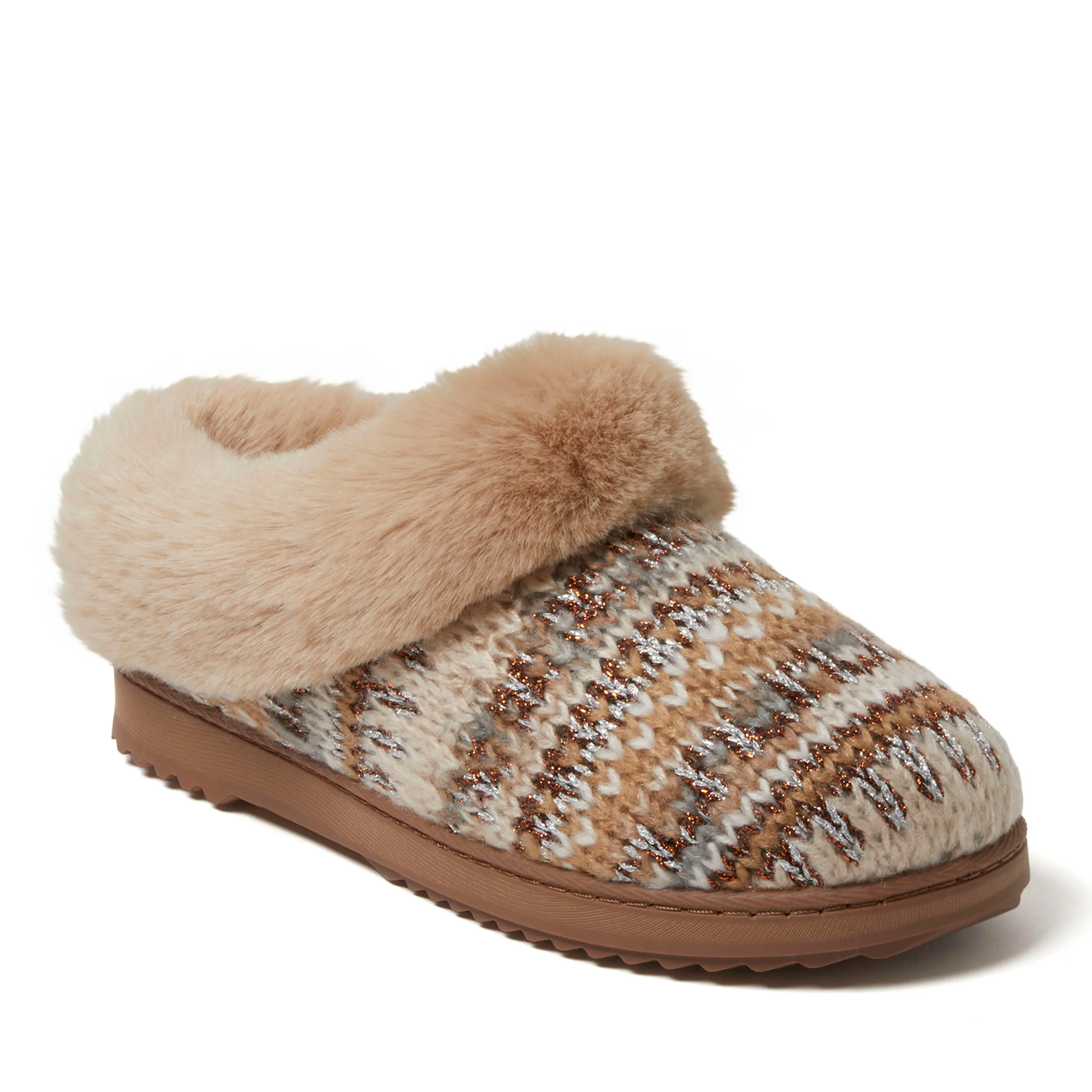 Dearfoams Women's Hannah Festive Knit Clog Slipper