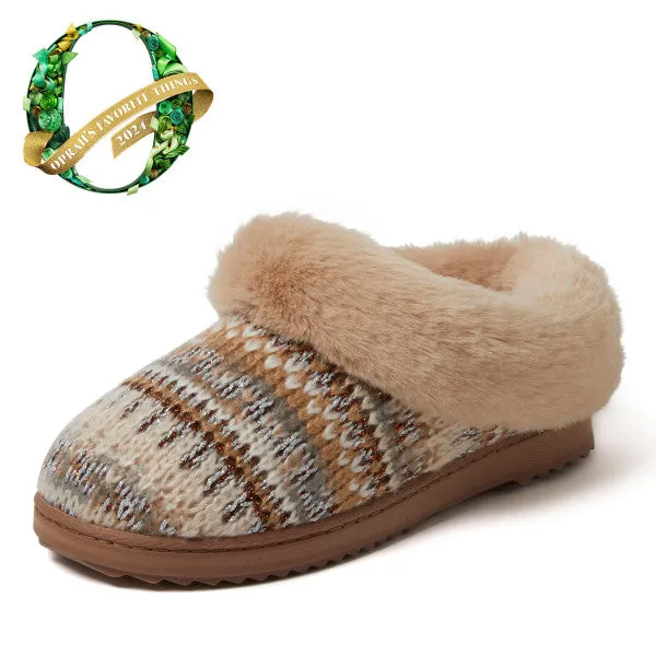Dearfoams Women's Hannah Festive Knit Clog Slipper