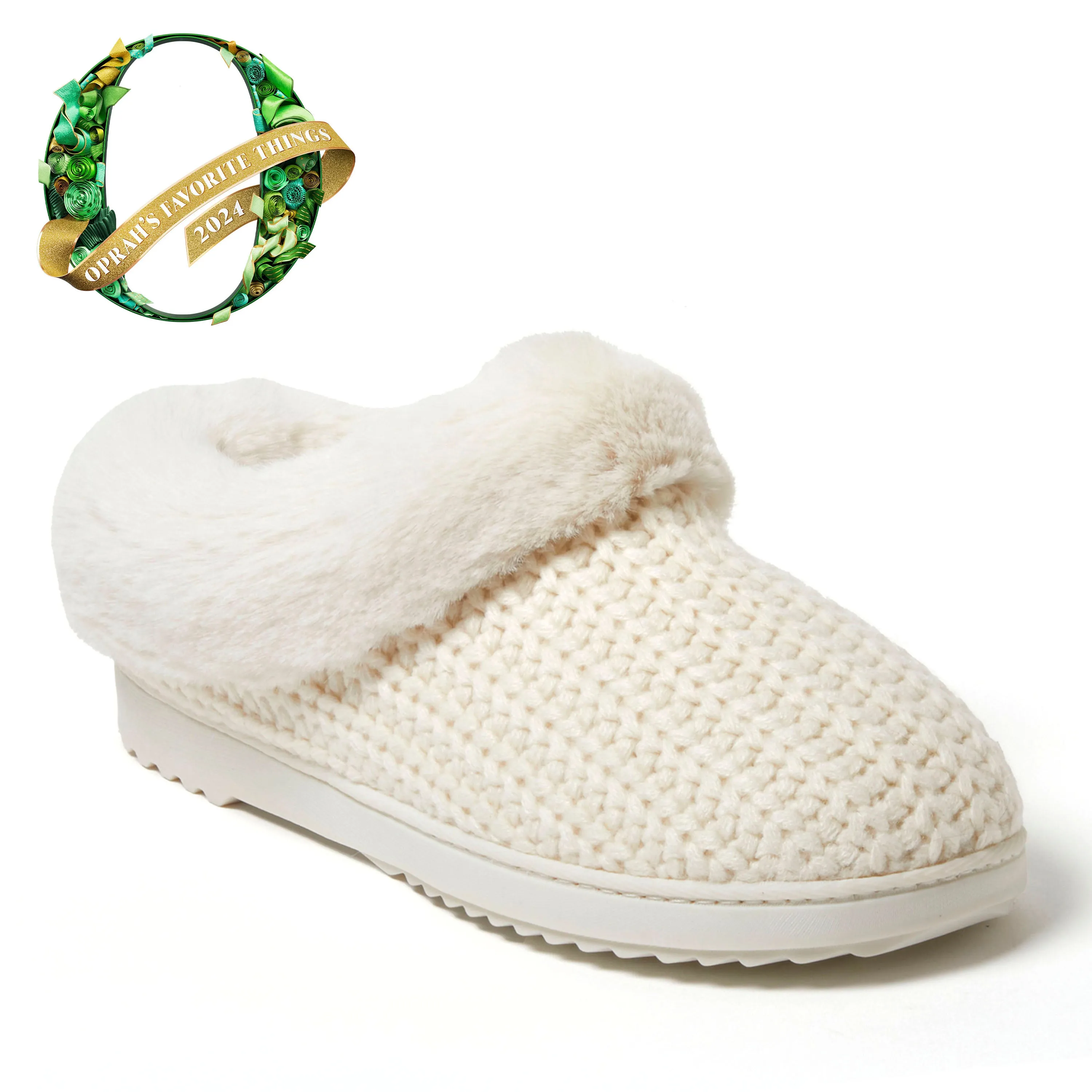 Dearfoams Women's Hannah Festive Knit Clog Slipper