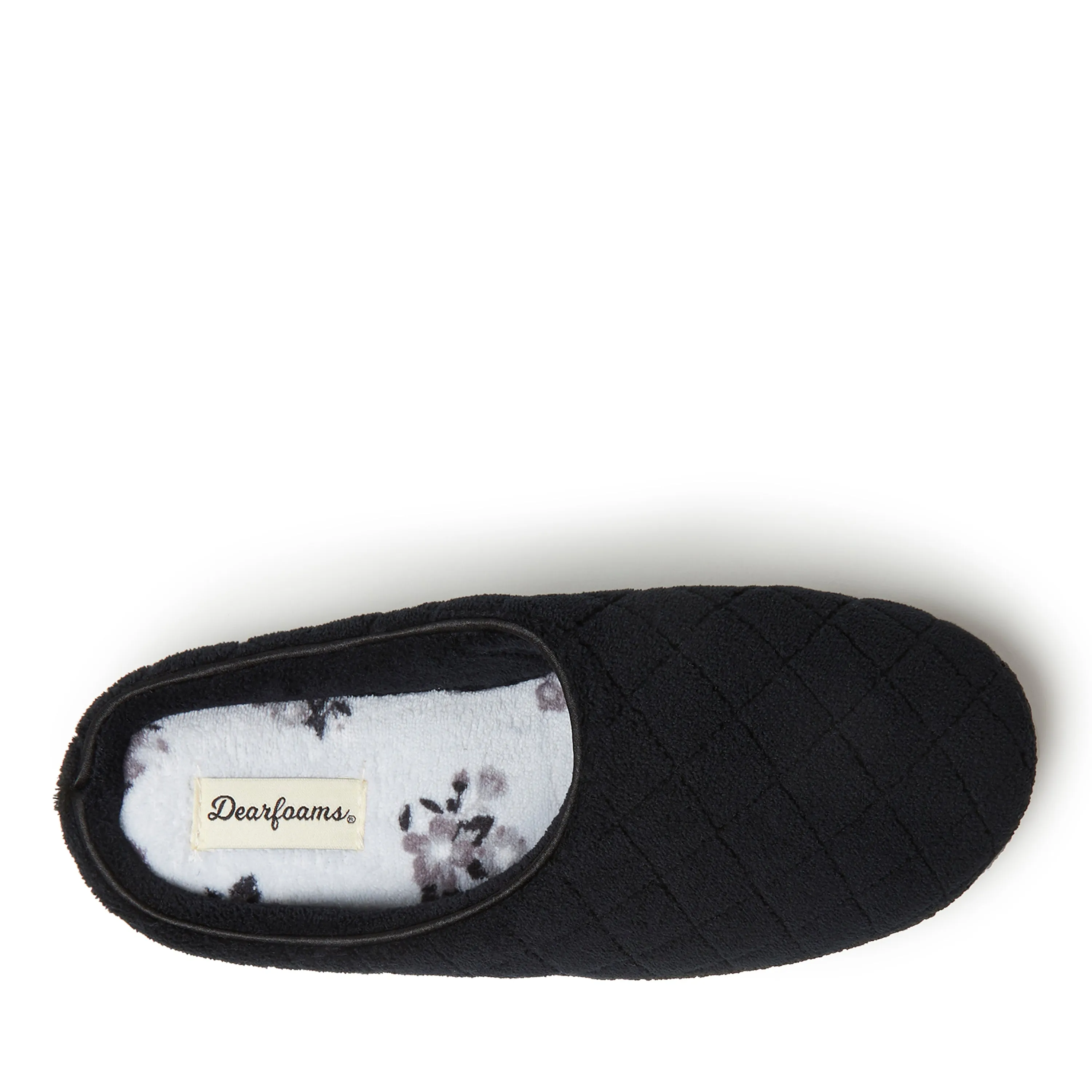 Dearfoams Womens Leslie Quilted Microfiber Terry Memory Foam Clog Slipper