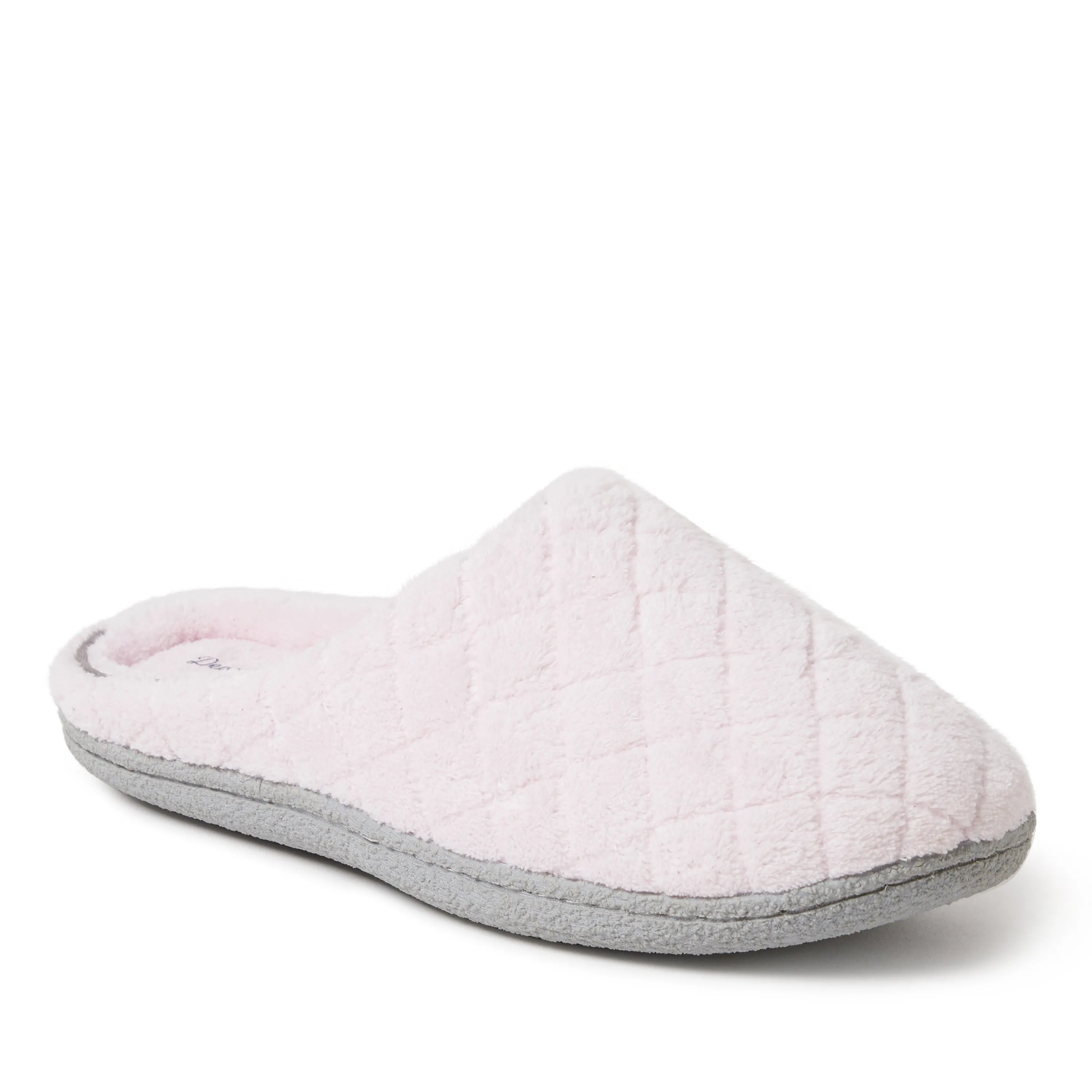 Dearfoams Womens Leslie Quilted Microfiber Terry Memory Foam Clog Slipper