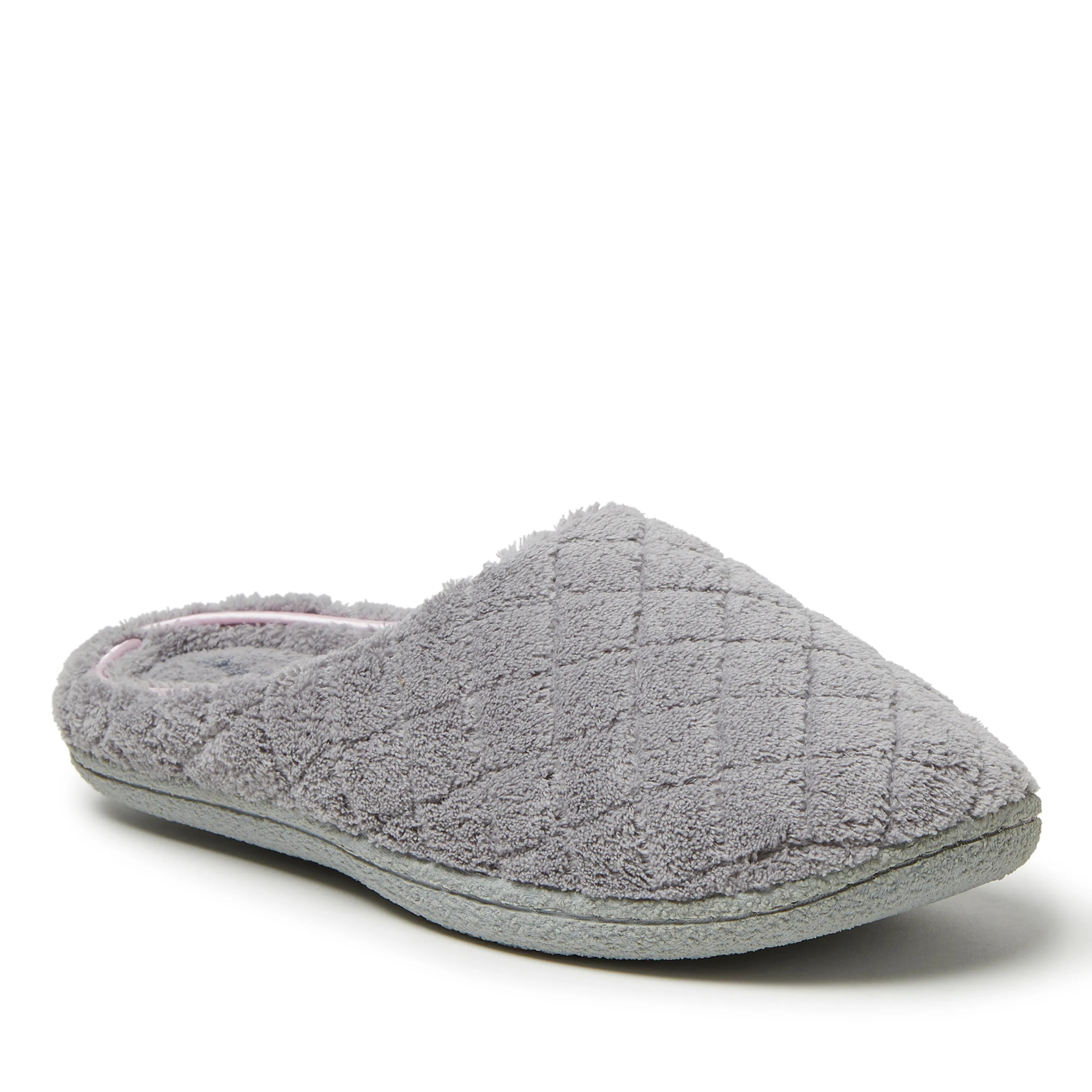 Dearfoams Womens Leslie Quilted Microfiber Terry Memory Foam Clog Slipper