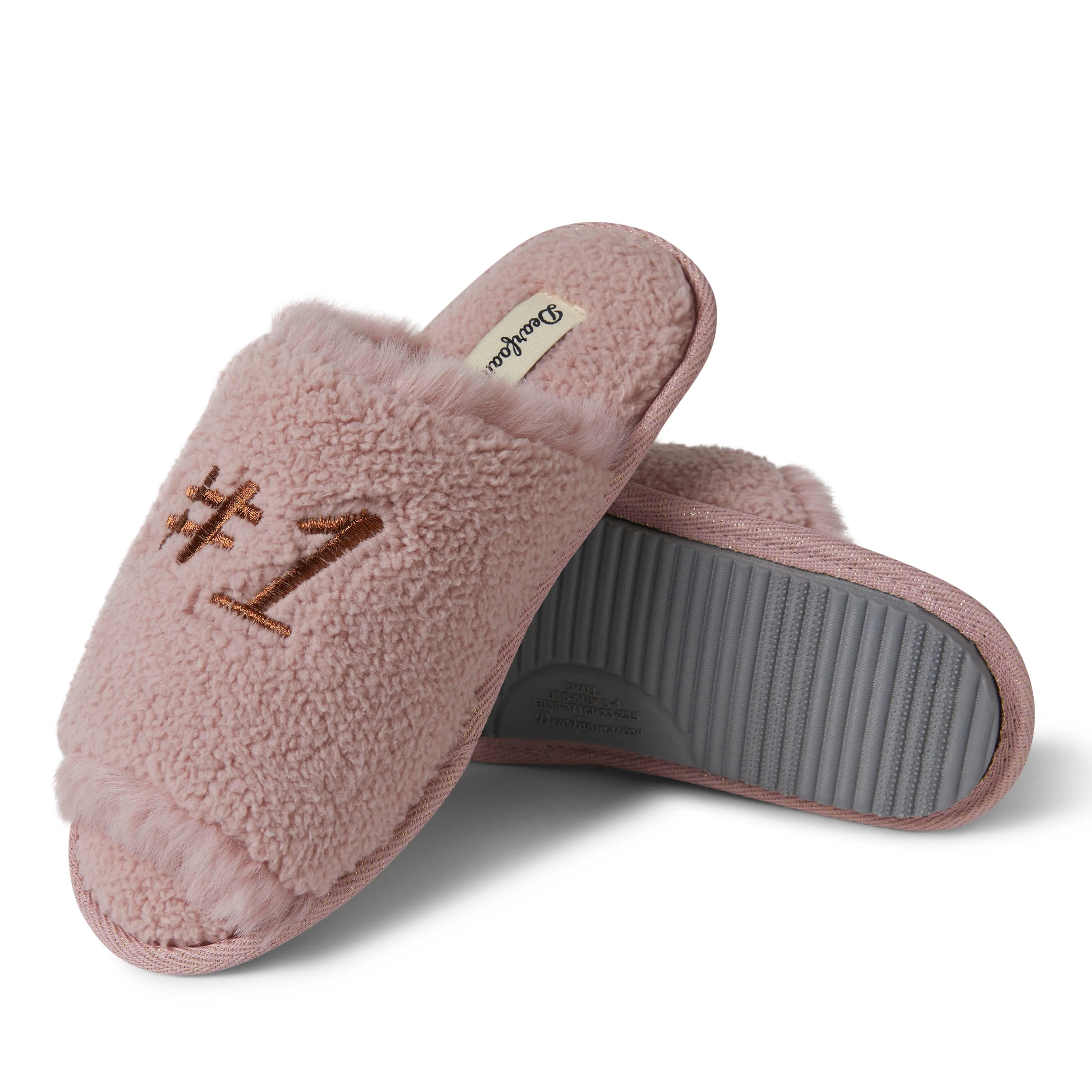 Dearfoams Womens Louise Slide with Extended Vamp and Scrunchie