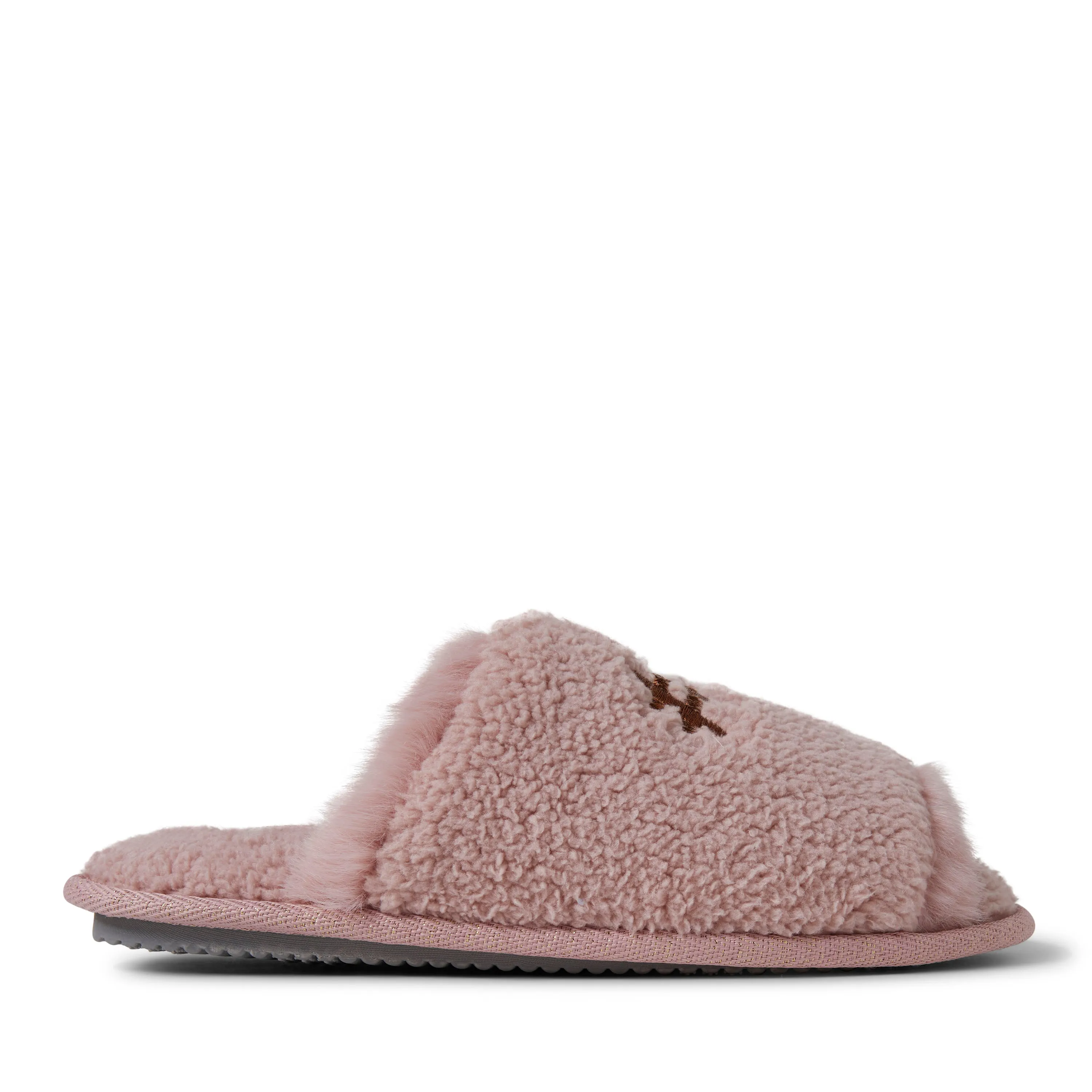 Dearfoams Womens Louise Slide with Extended Vamp and Scrunchie