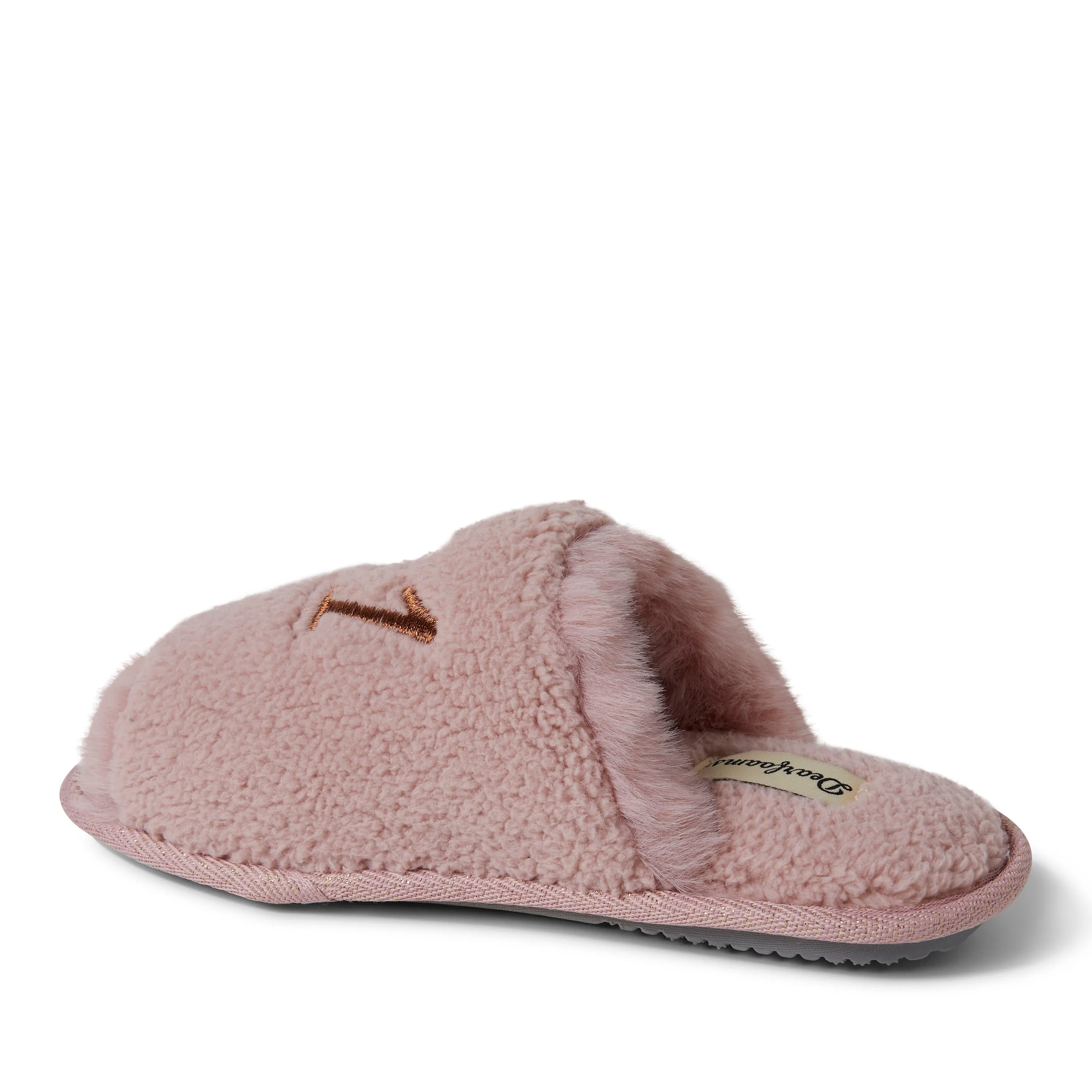 Dearfoams Womens Louise Slide with Extended Vamp and Scrunchie