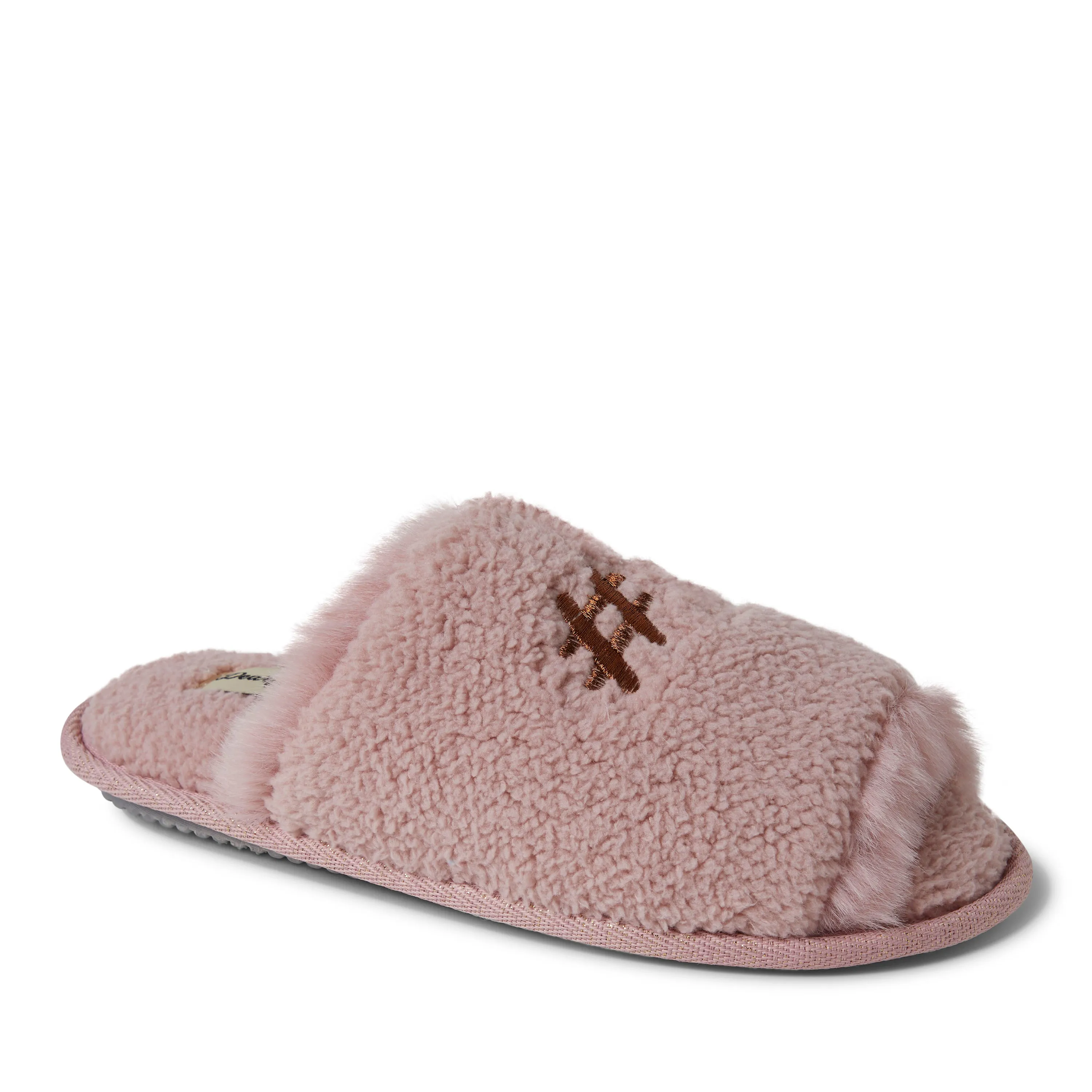 Dearfoams Womens Louise Slide with Extended Vamp and Scrunchie