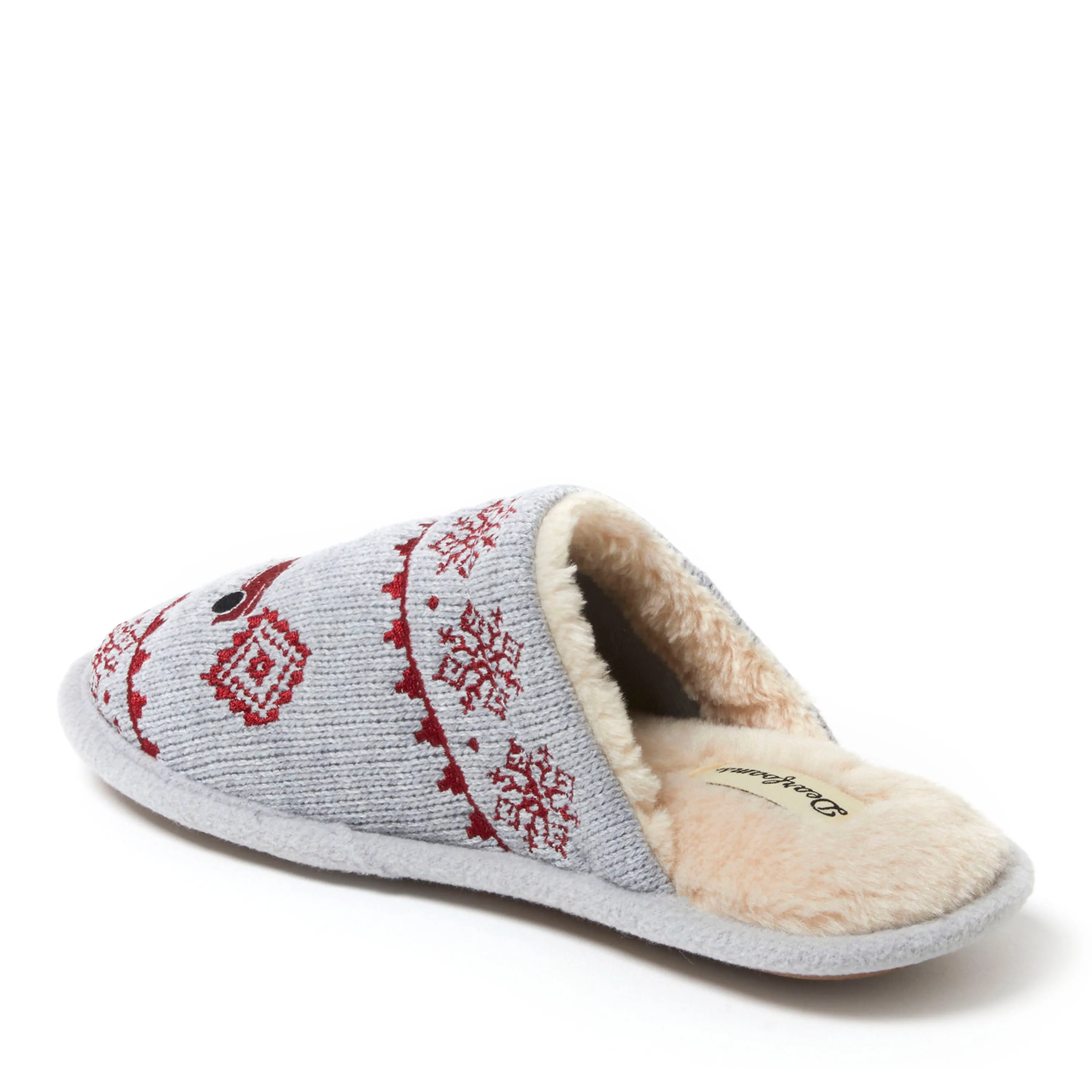Dearfoams Women's Novelty Christmas Knit Scuff Slipper and Eyemask Gift Set