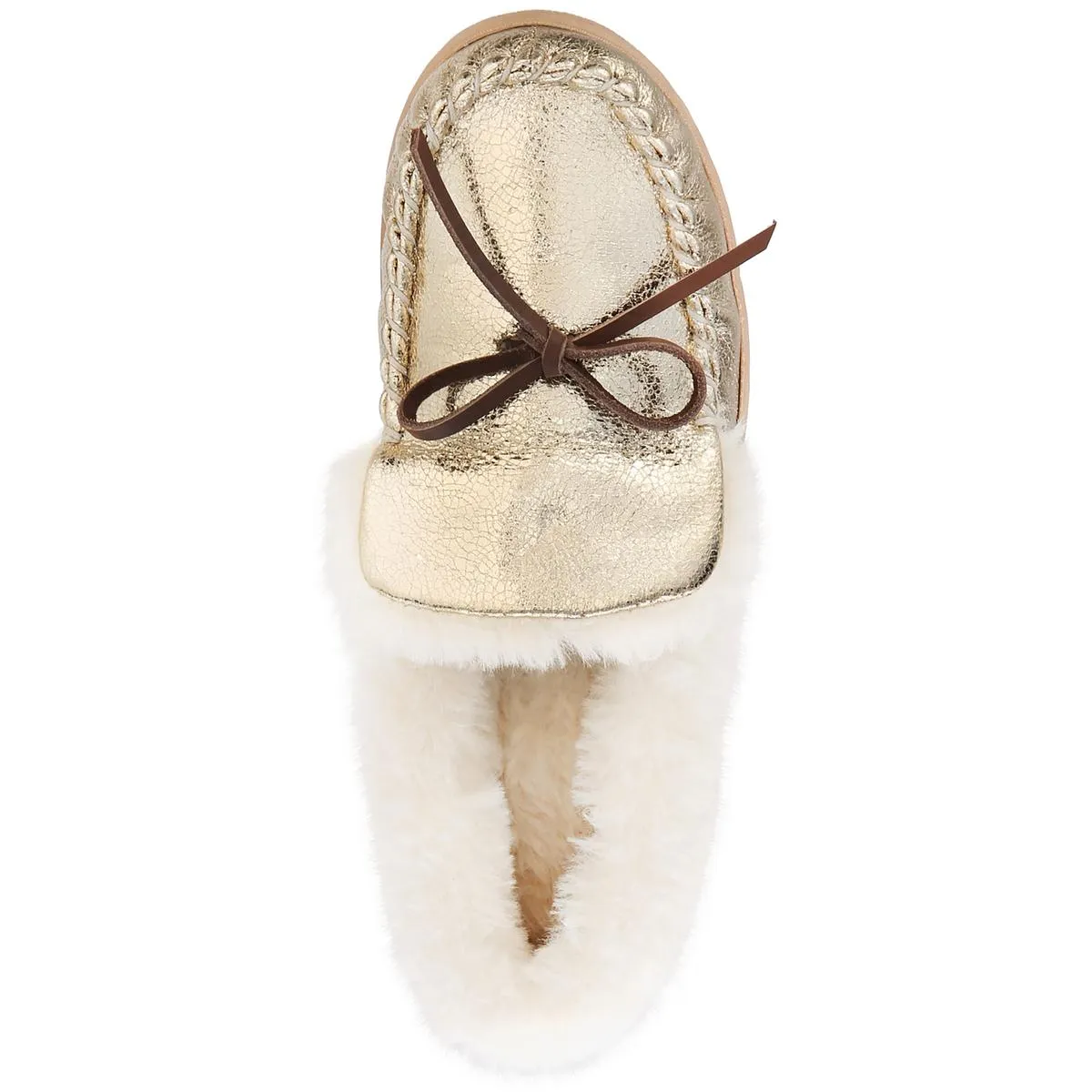 Dorenda Womens Faux Leather Moccasin Slippers