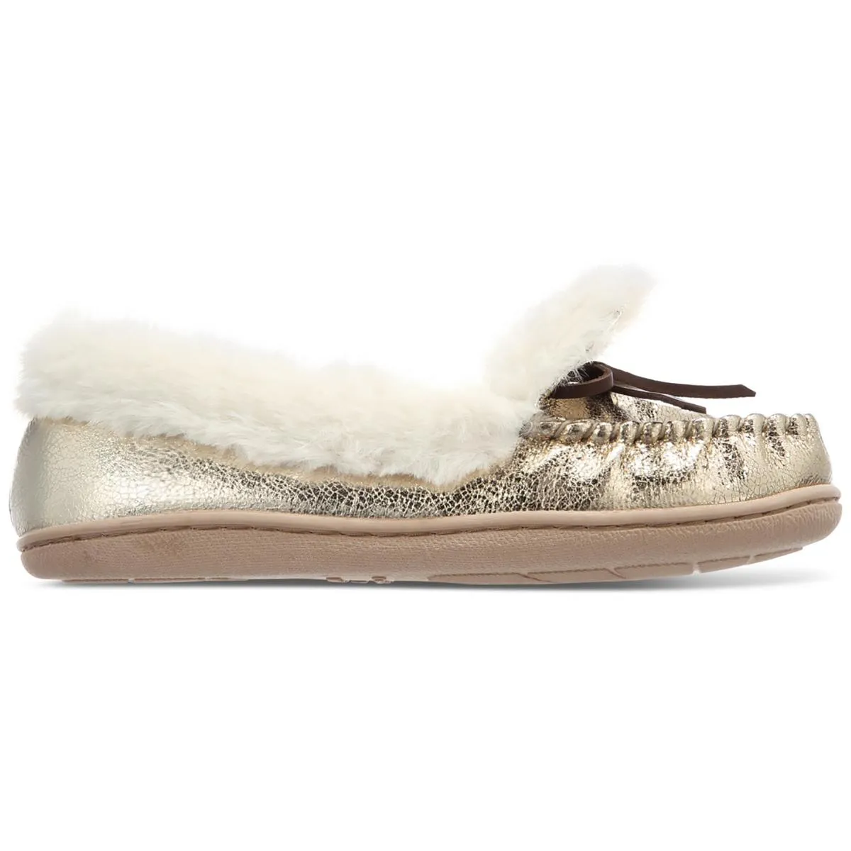 Dorenda Womens Faux Leather Moccasin Slippers