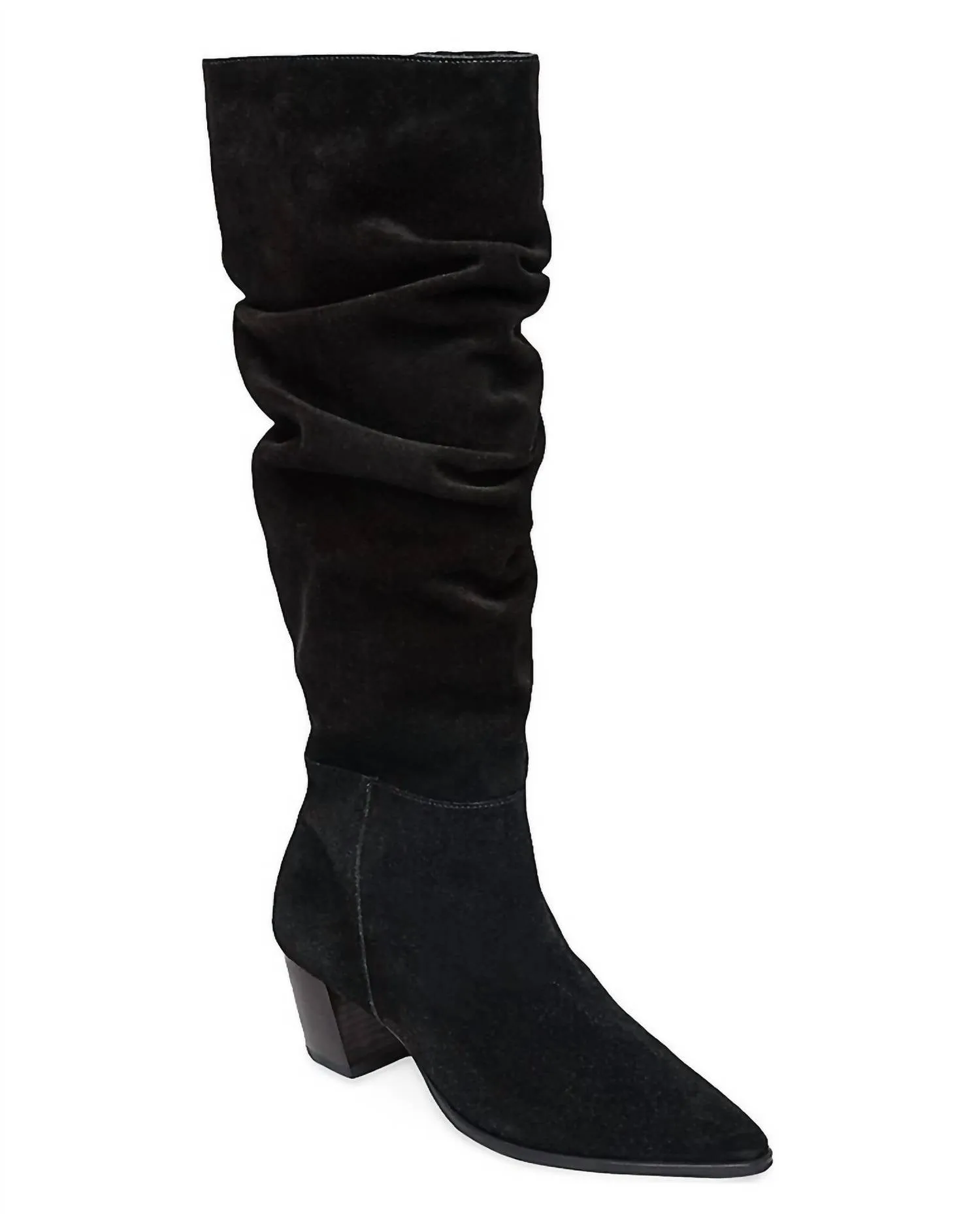 Fallyn Rusched Calf Boots In Black